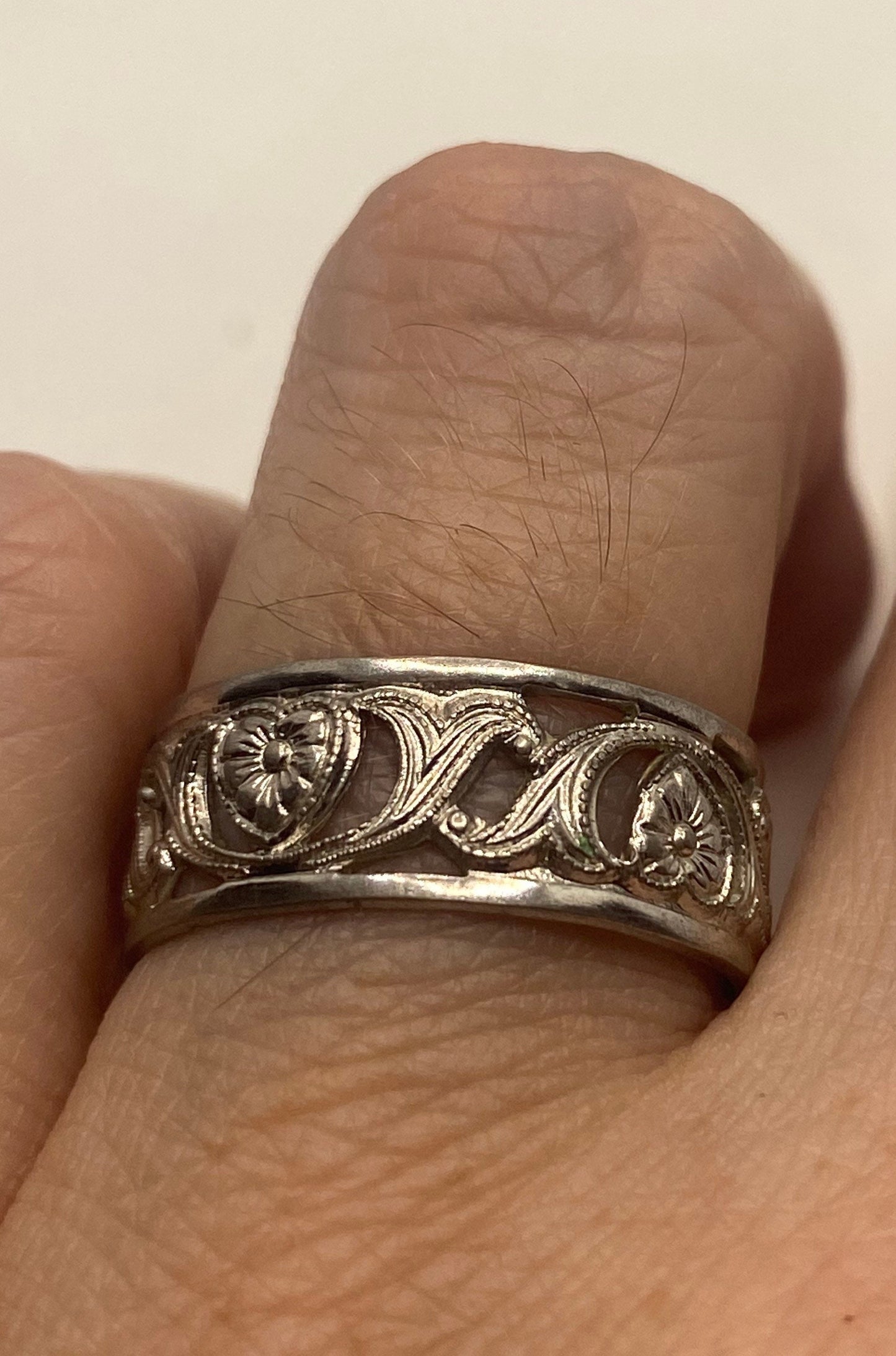 Vintage Wedding Thumb Band Ring 925 Sterling Silver Size 8
