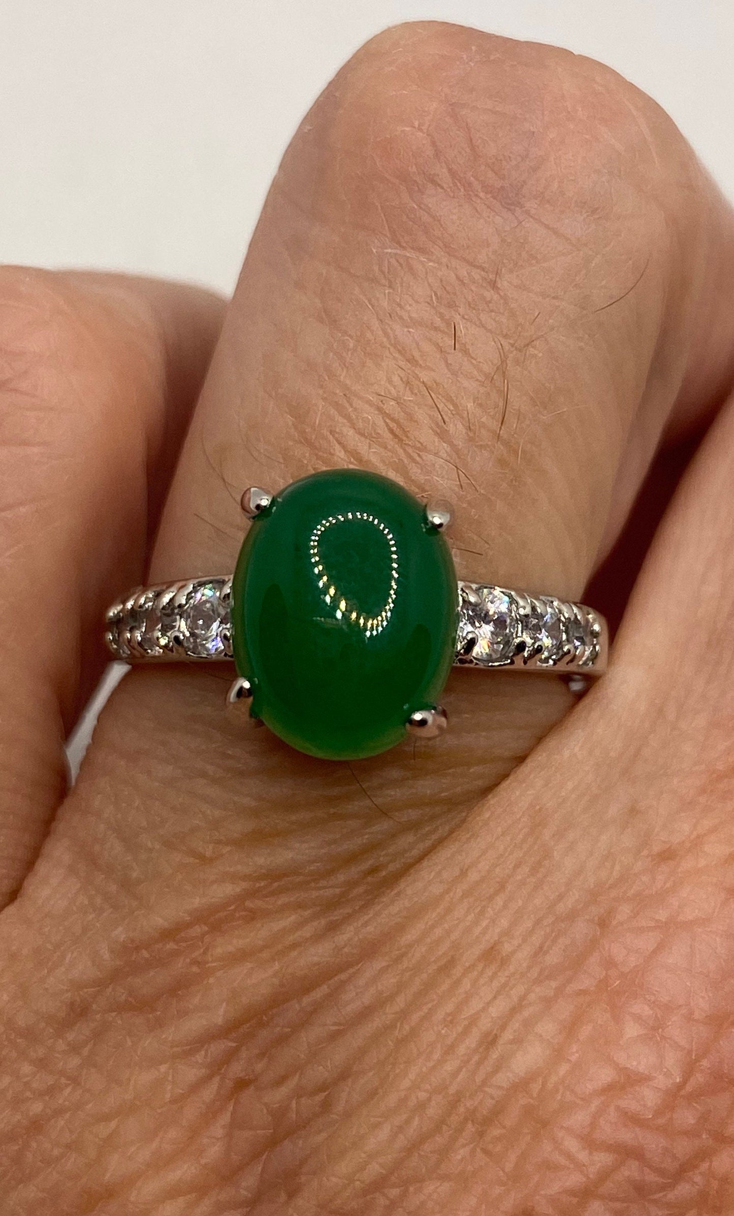 Vintage Lucky Green Nephrite Jade Ring