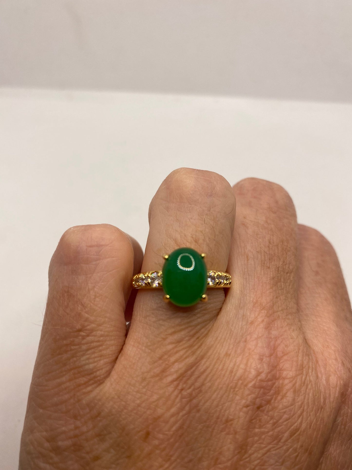 Vintage Lucky Green Nephrite Jade Ring