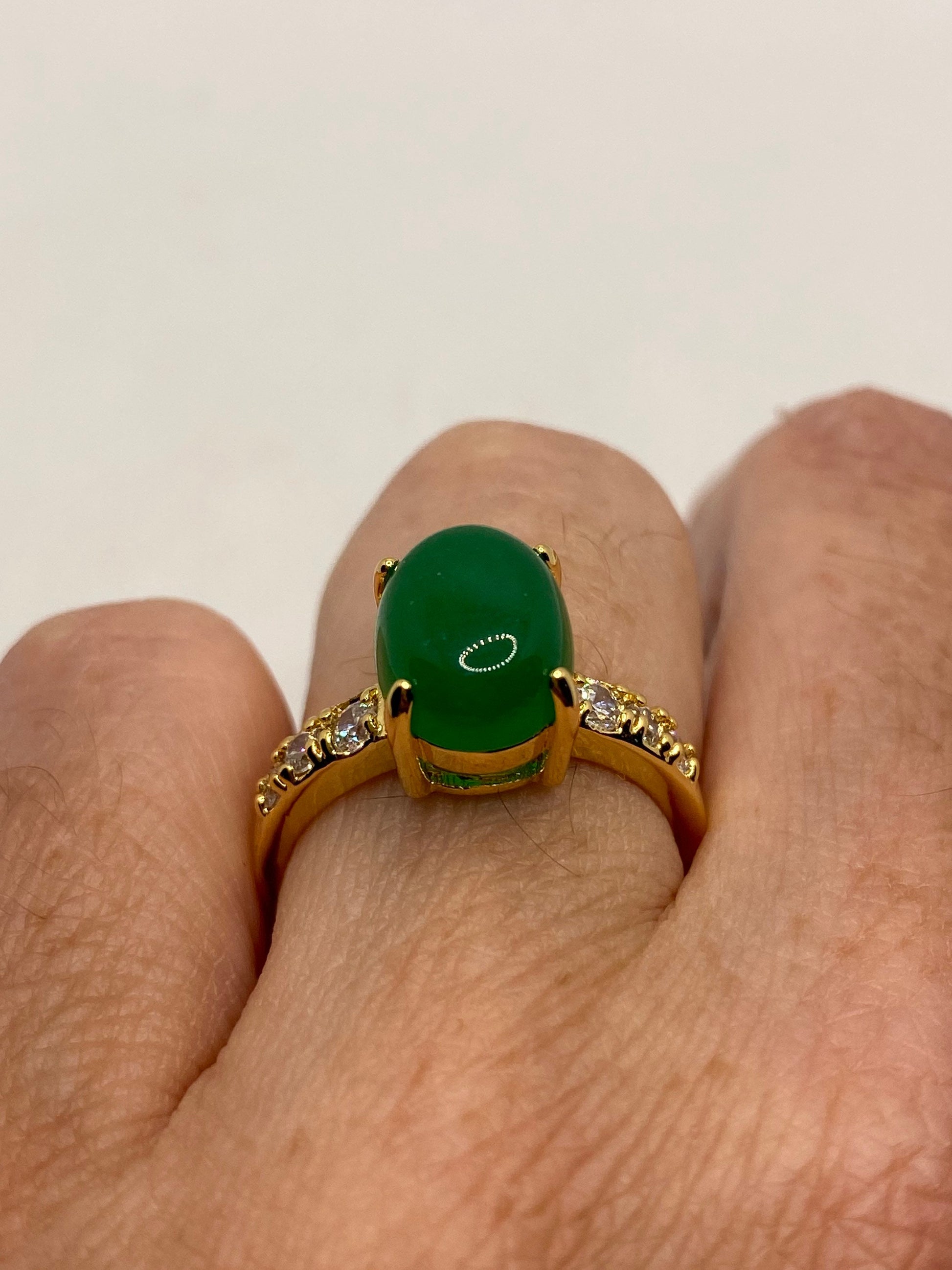 Vintage Lucky Green Nephrite Jade Ring