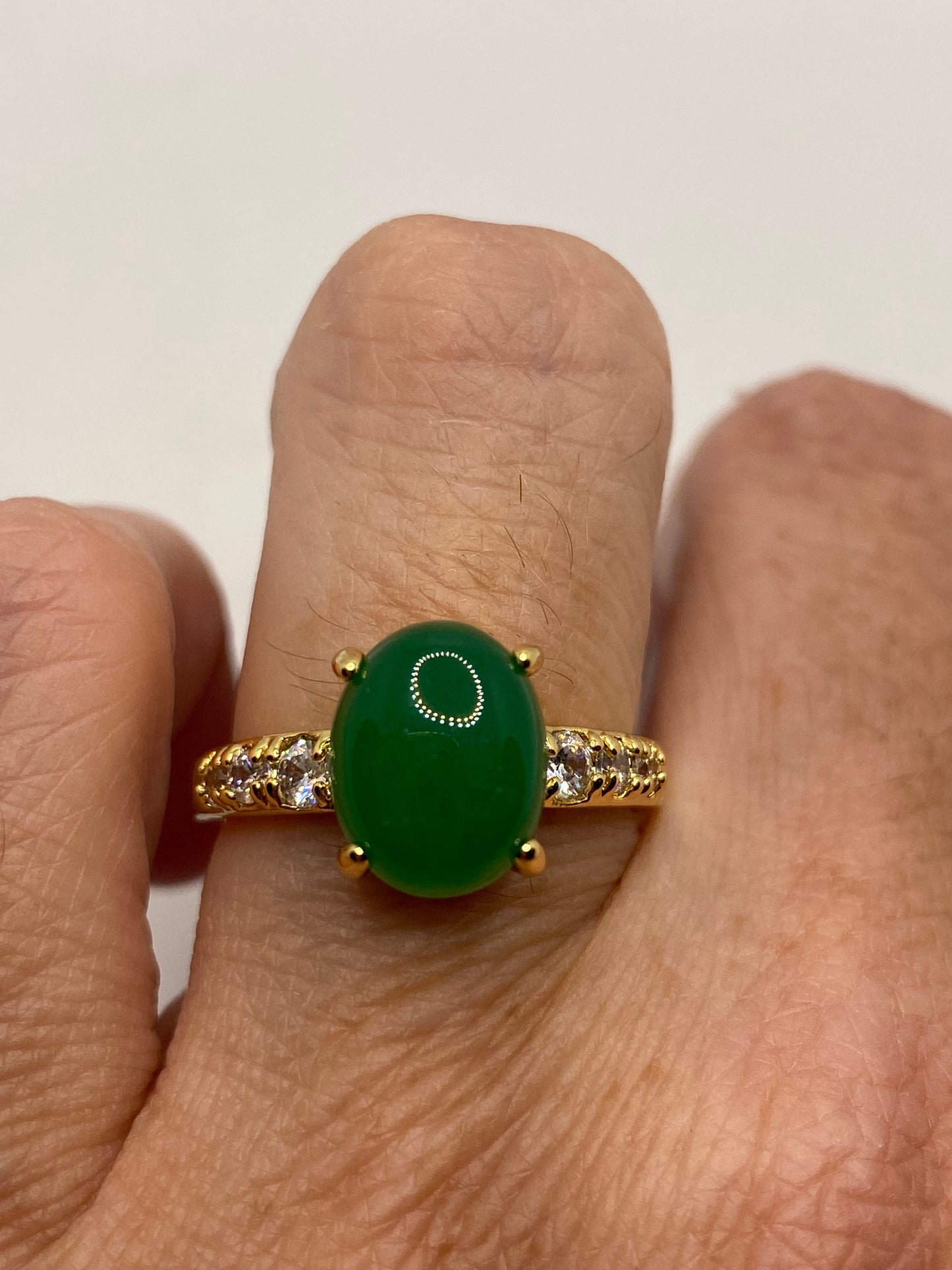 Vintage Lucky Green Nephrite Jade Ring