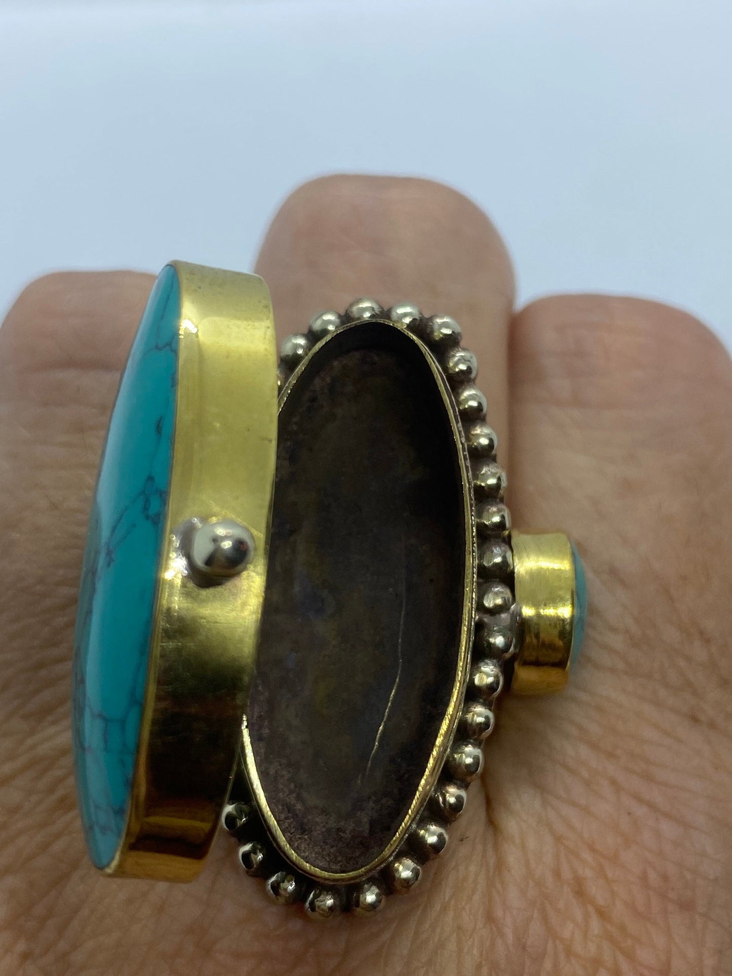 Vintage Poison Pillbox Ring Adjustable Bronze
