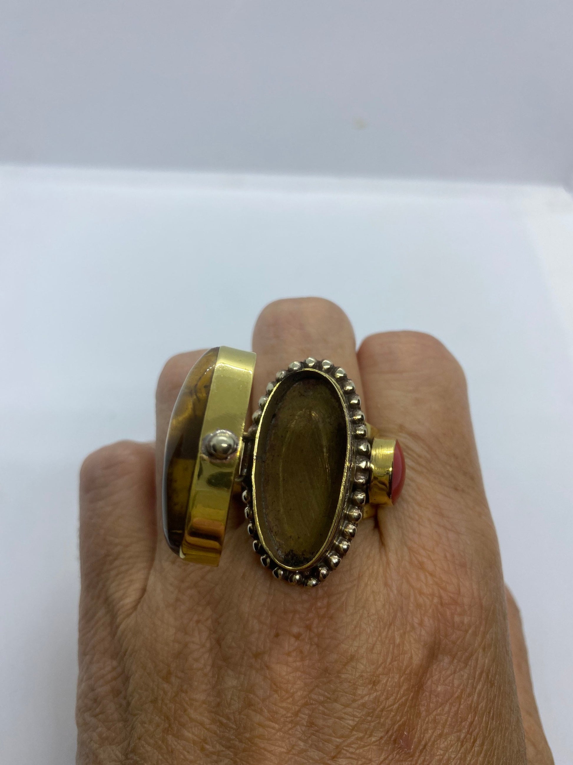 Vintage Poison Pillbox Ring Adjustable Bronze