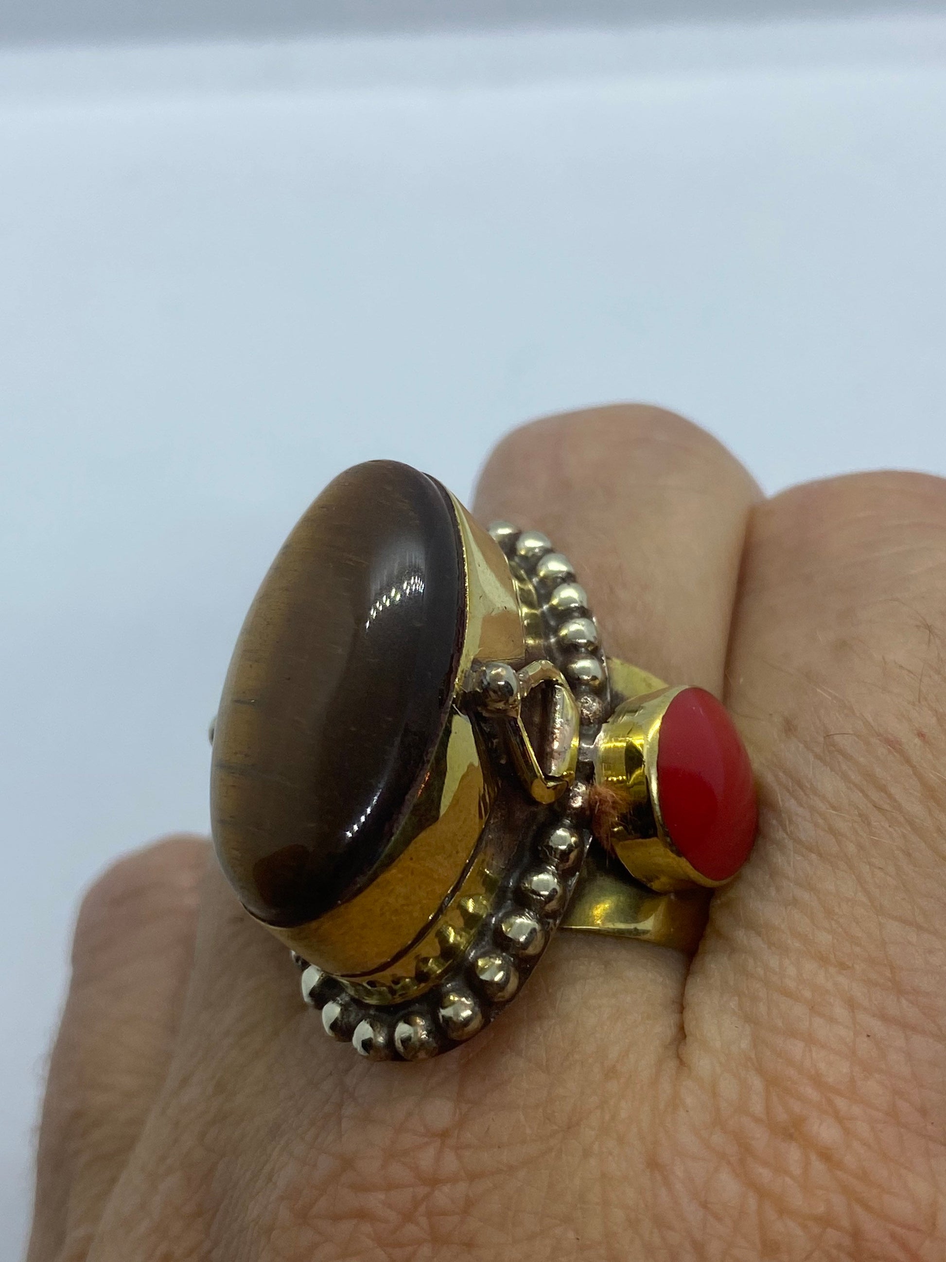 Vintage Poison Pillbox Ring Adjustable Bronze