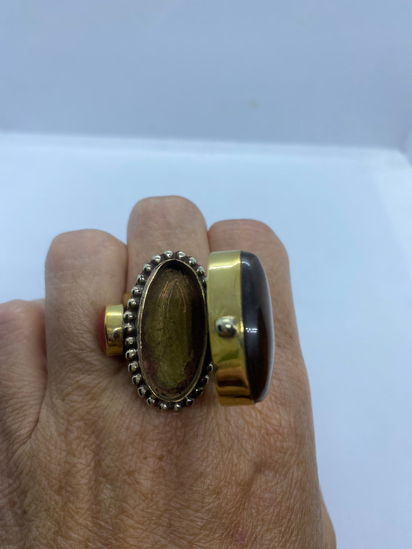 Vintage Poison Pillbox Ring Adjustable Bronze