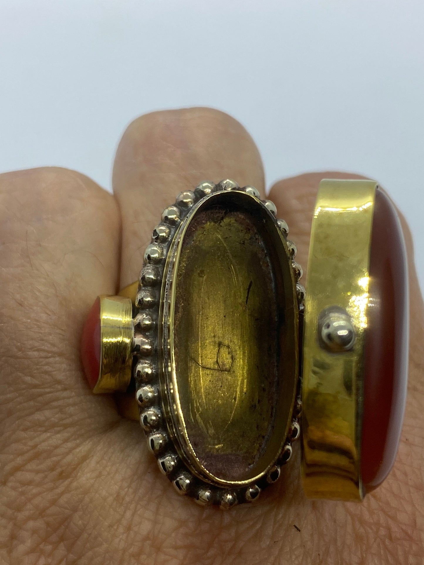 Vintage Poison Pillbox Ring Adjustable Bronze