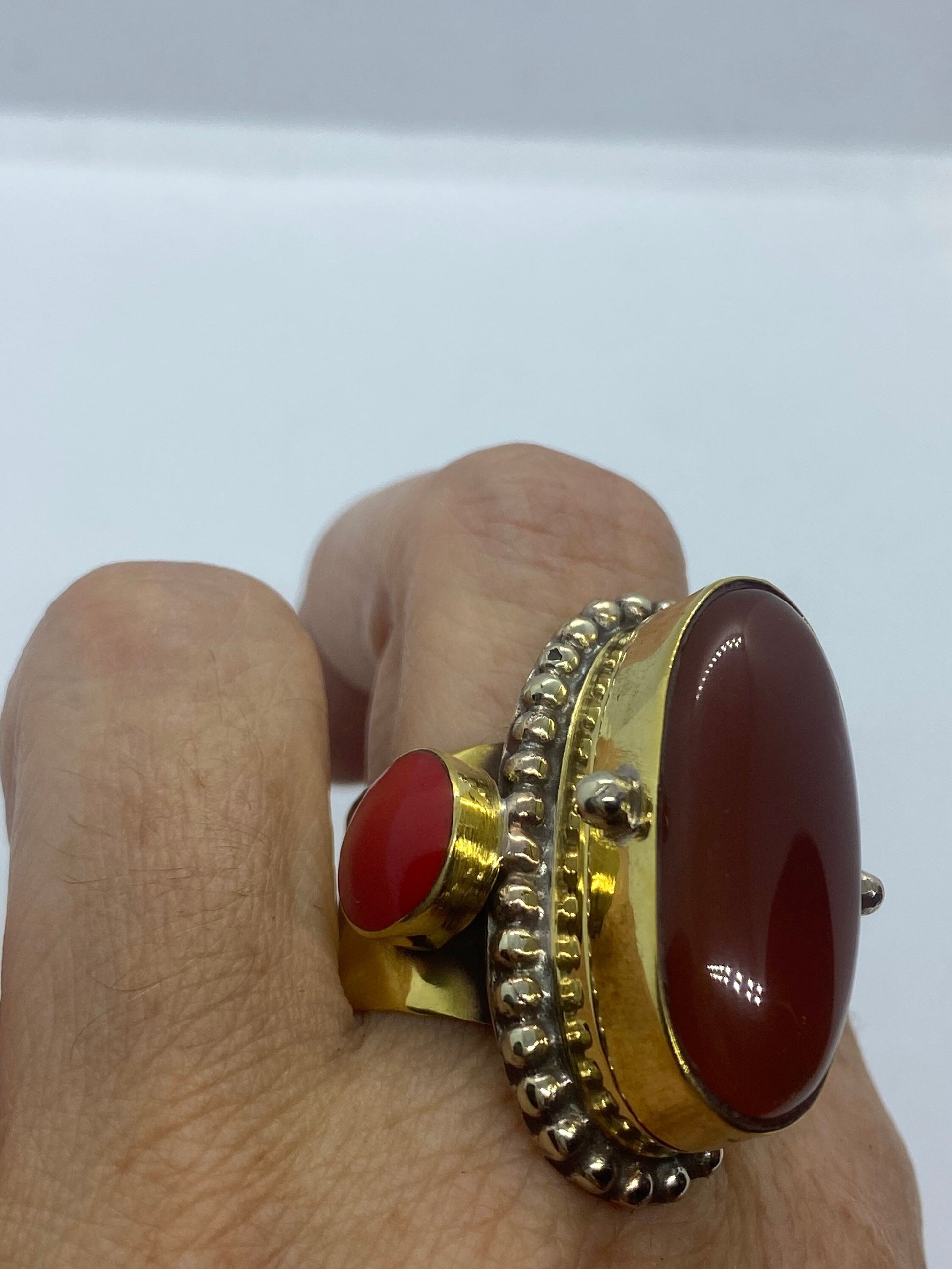 Vintage Poison Pillbox Ring Adjustable Bronze