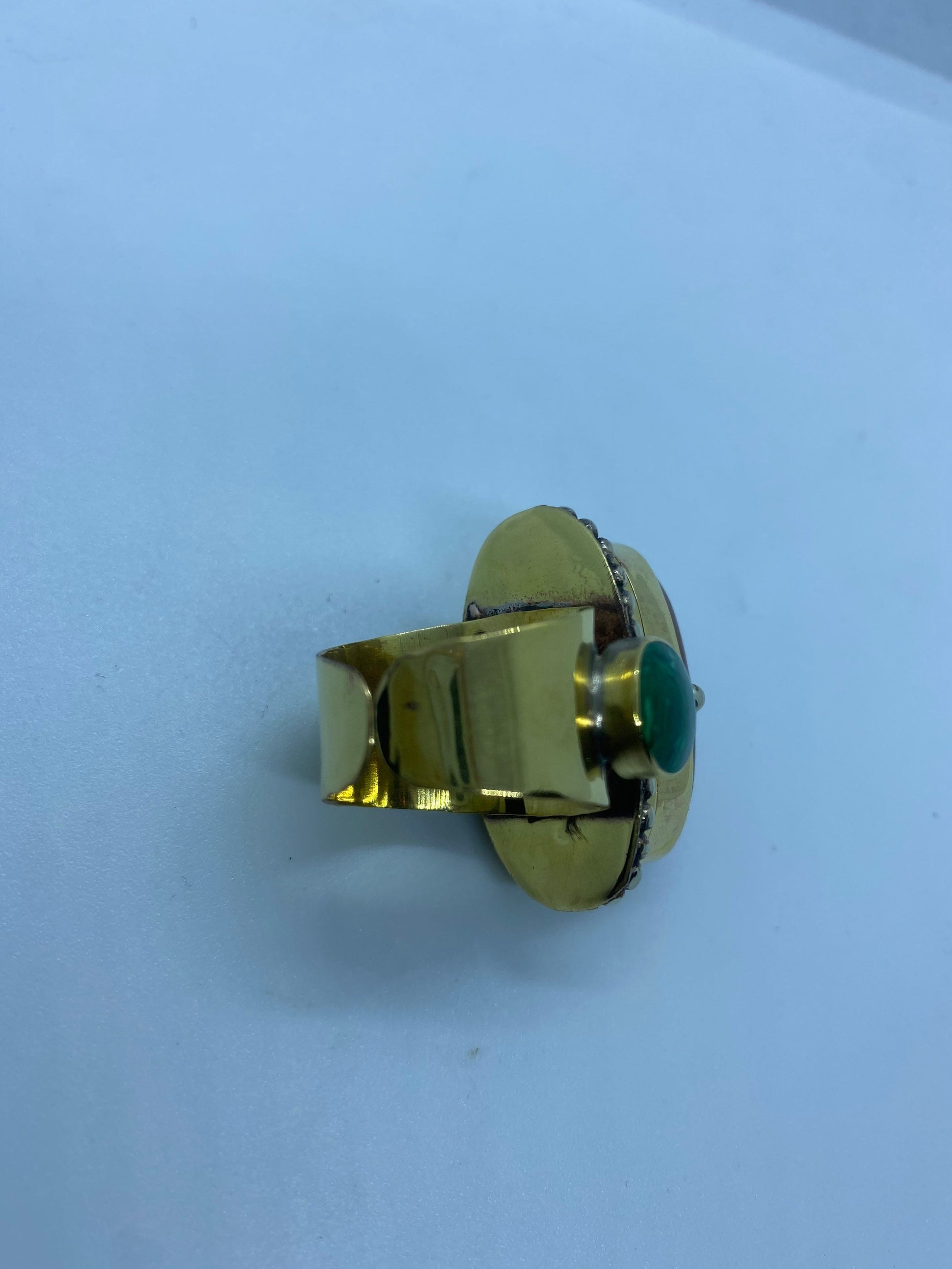 Vintage Poison Pillbox Ring Adjustable Bronze