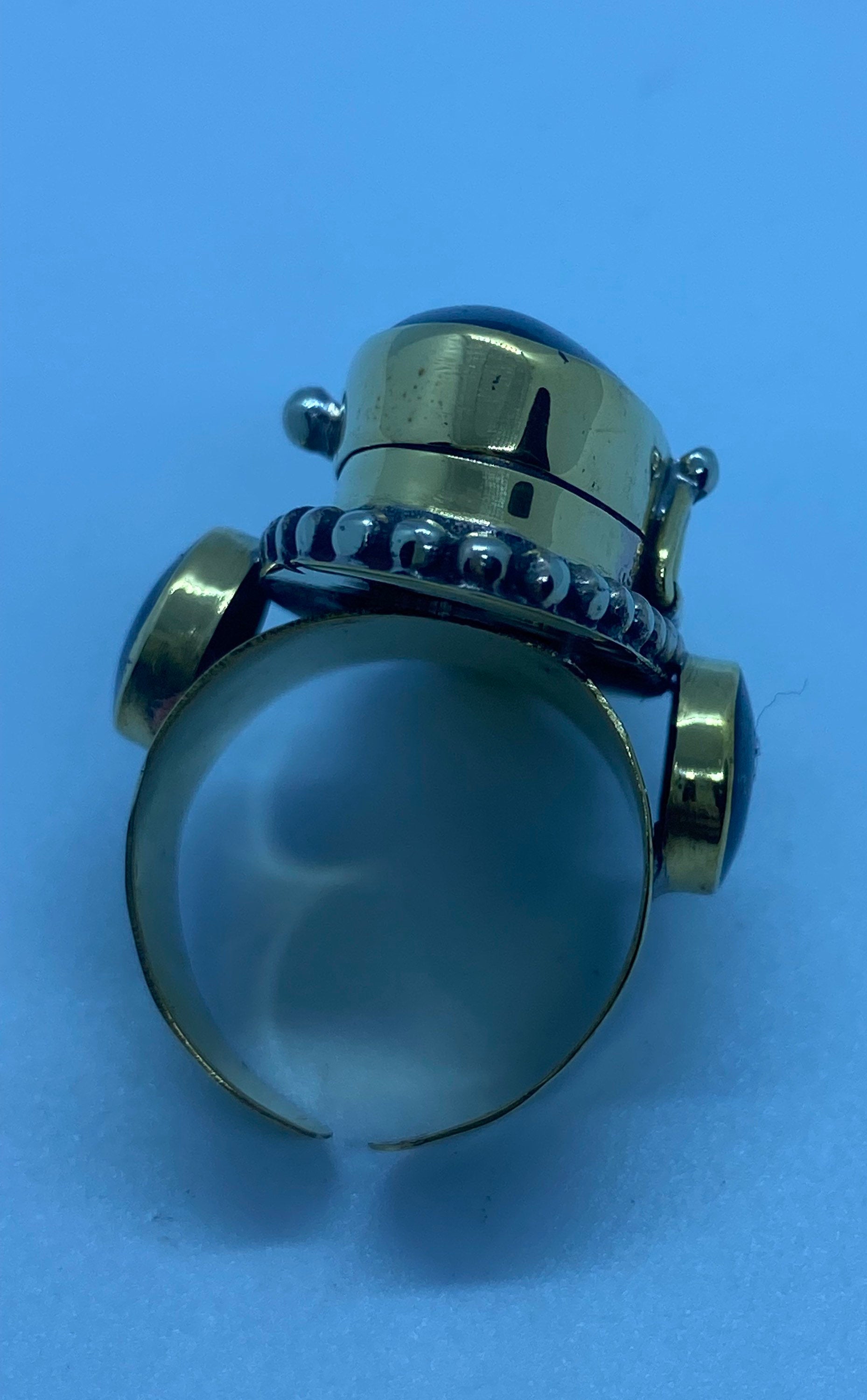 Vintage Poison Pillbox Ring Adjustable Bronze