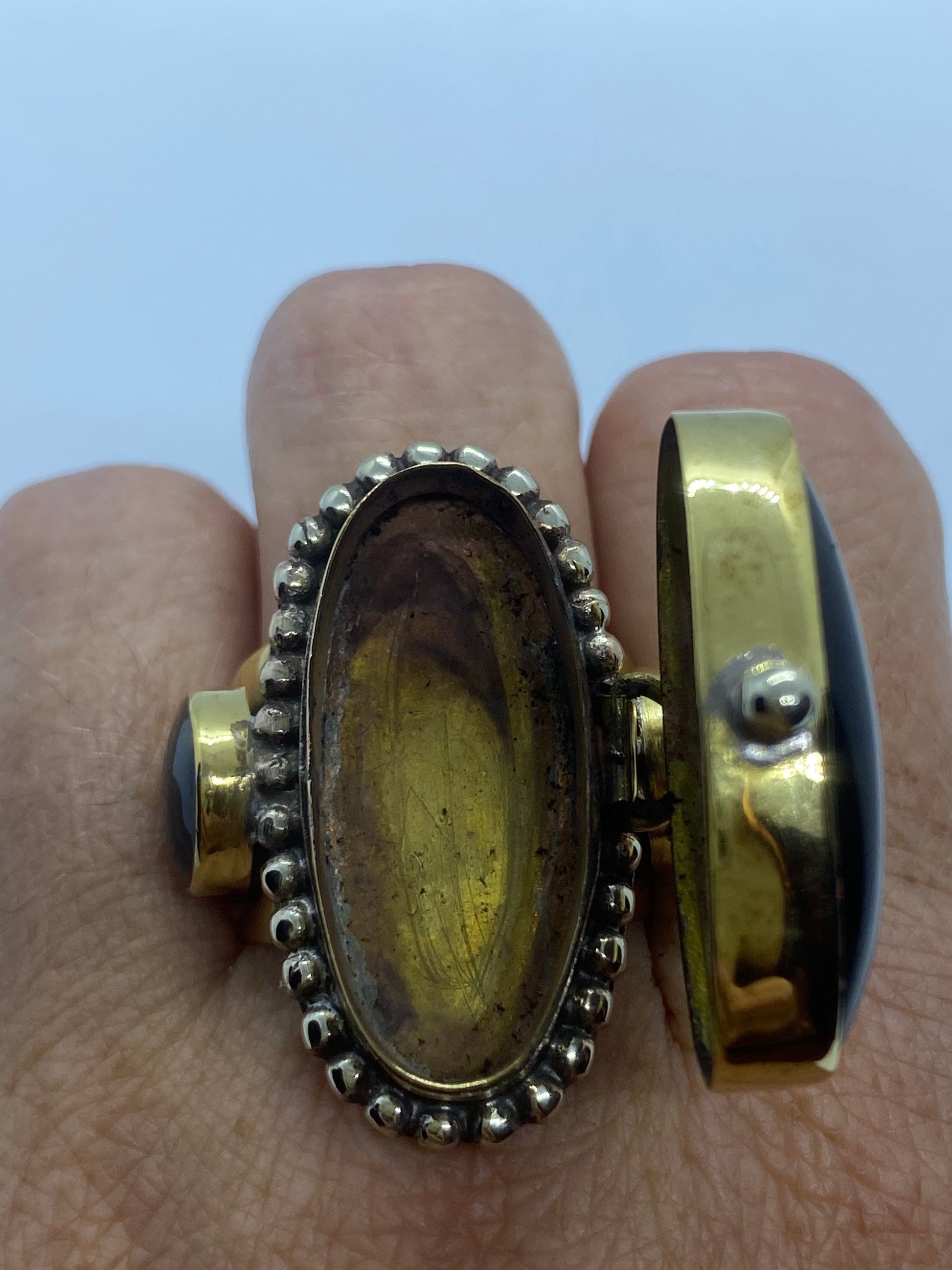 Vintage Poison Pillbox Ring Adjustable Bronze