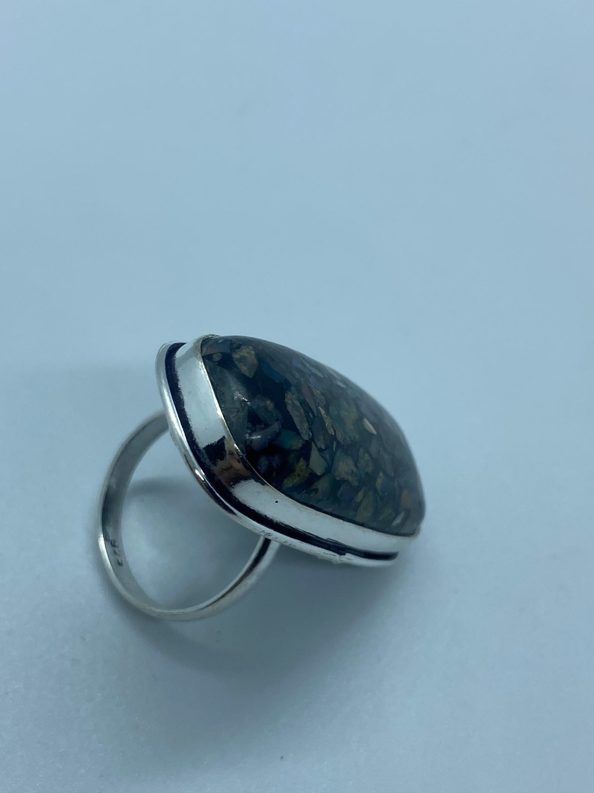 Vintage Opal Silver Inlay Ring