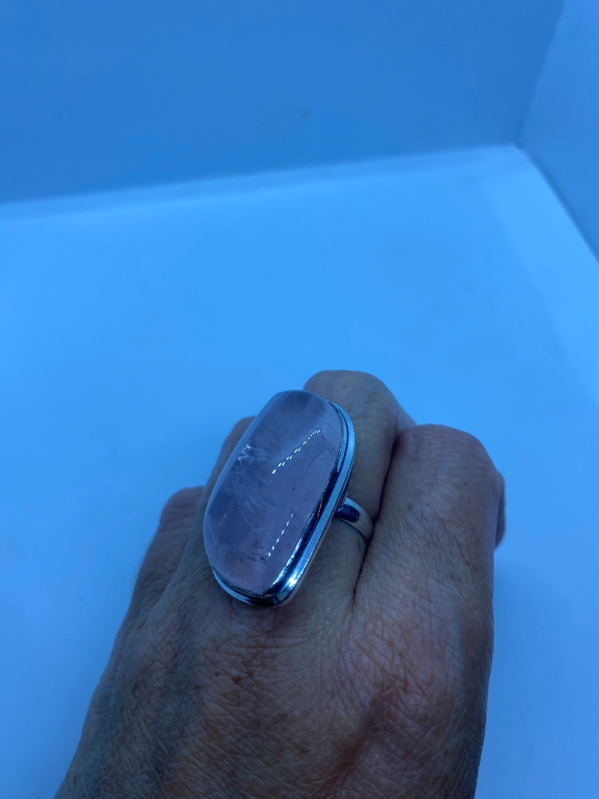 Vintage Genuine Rose Quartz Silver Ring