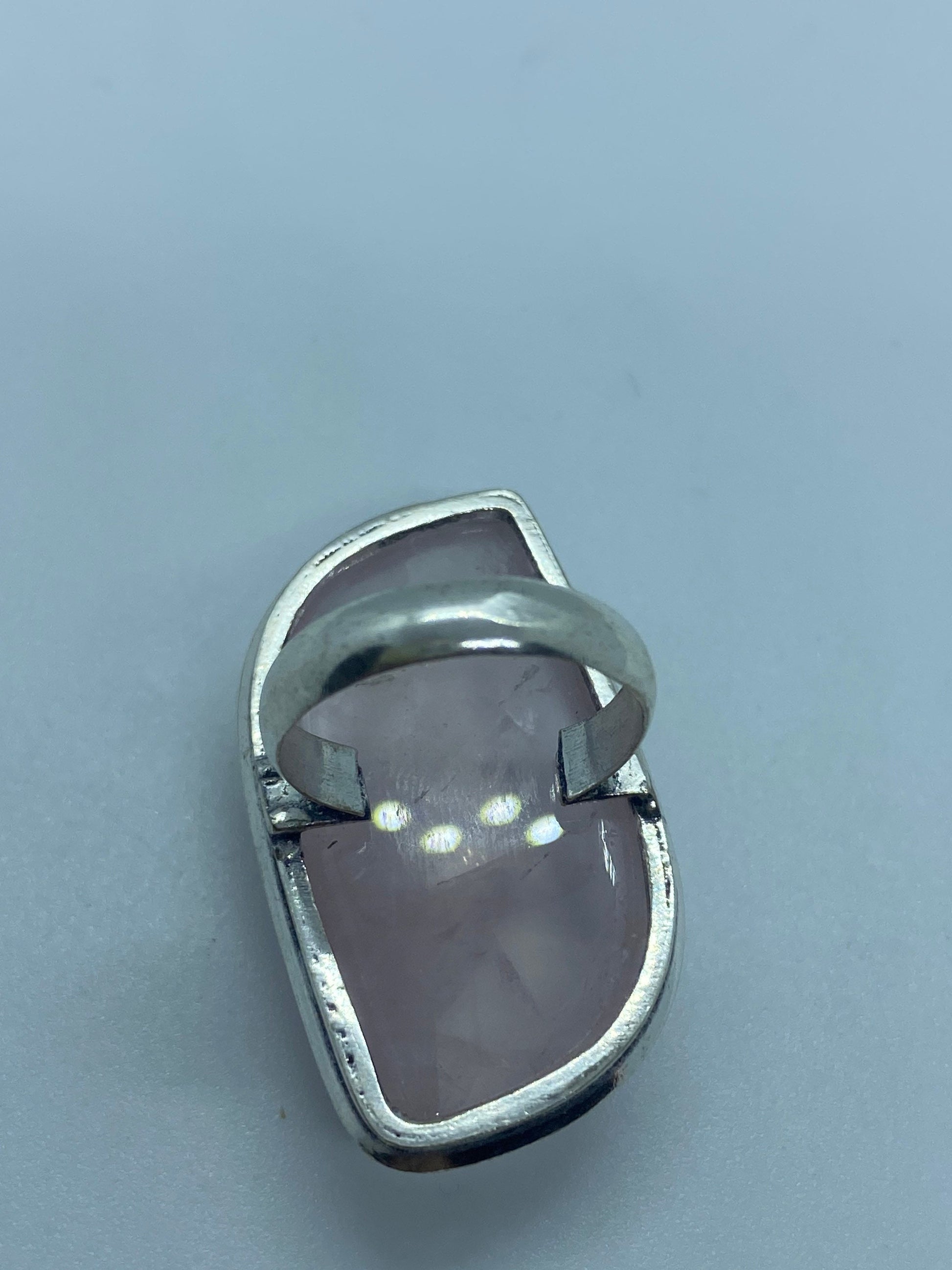Vintage Genuine Rose Quartz Silver Ring