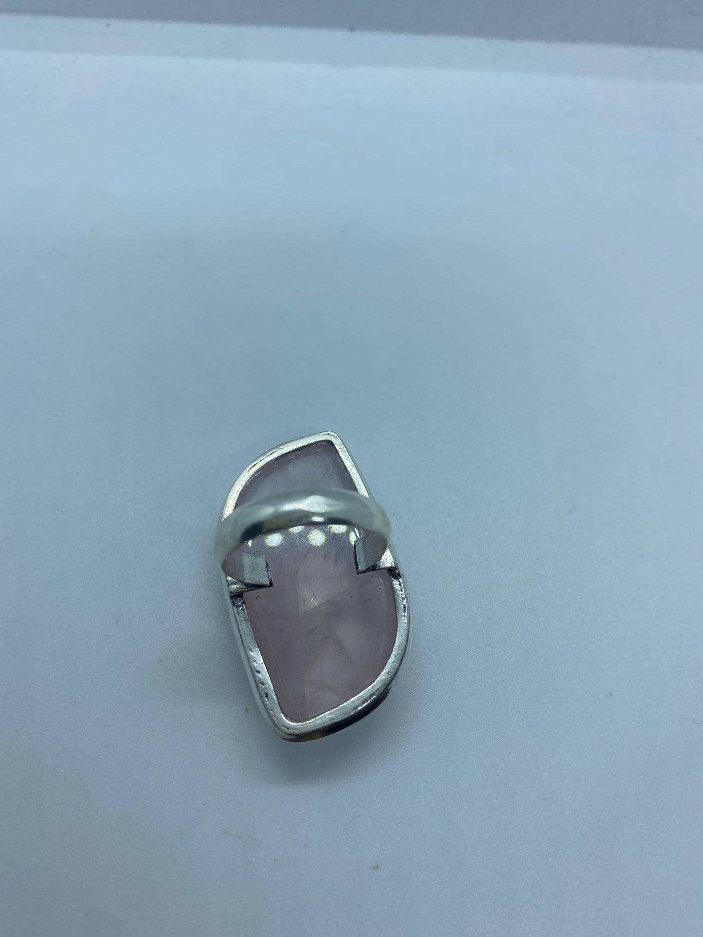 Vintage Genuine Rose Quartz Silver Ring