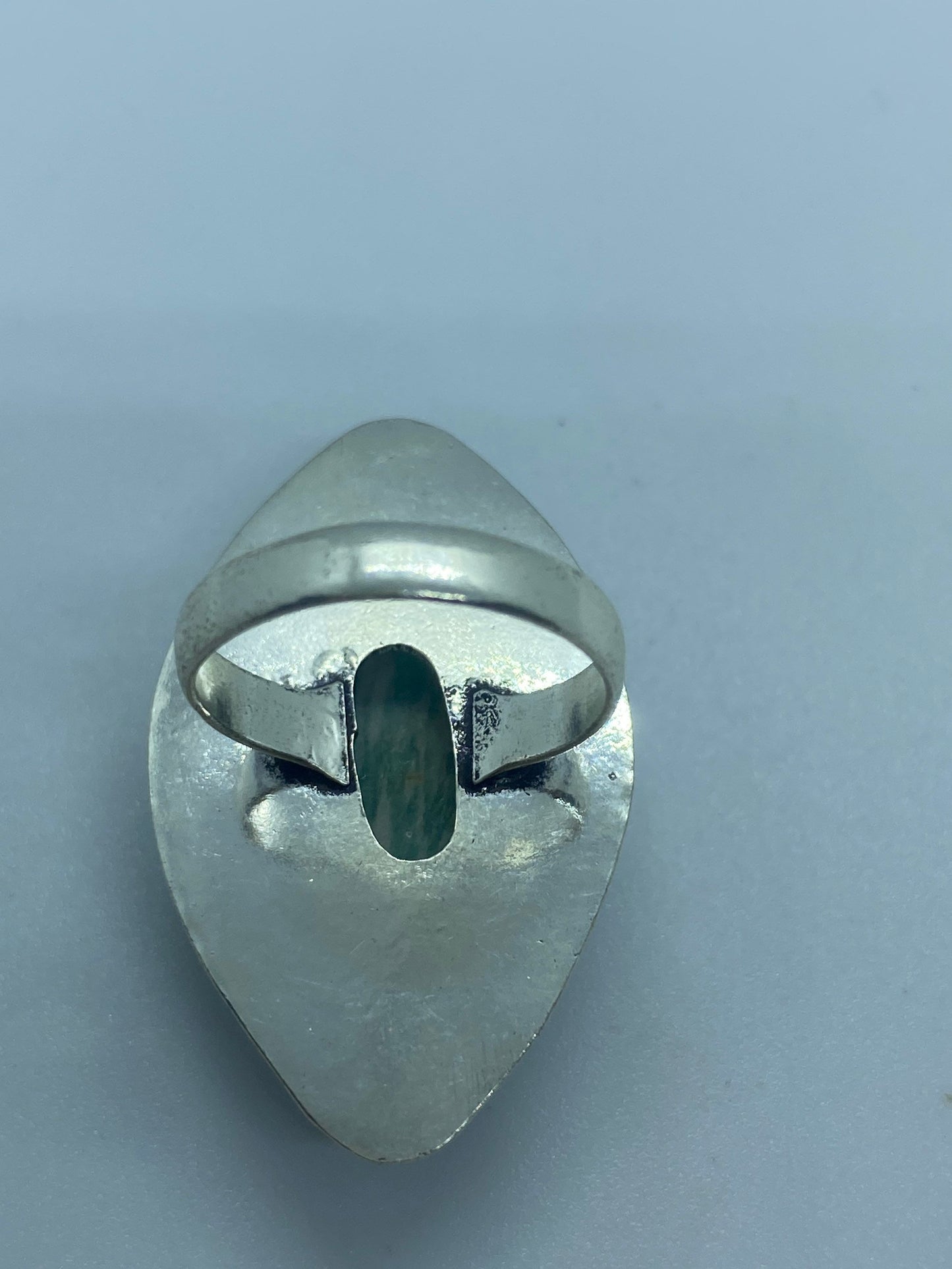 Vintage Green Amazonite Silver Ring Size 8