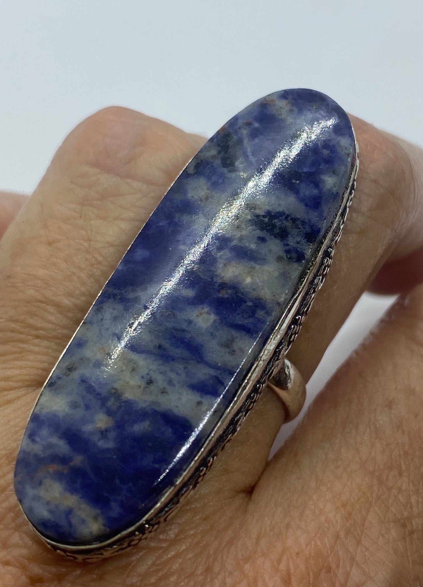 Vintage Blue Genuine Lapis Lazuli Ring Size 8