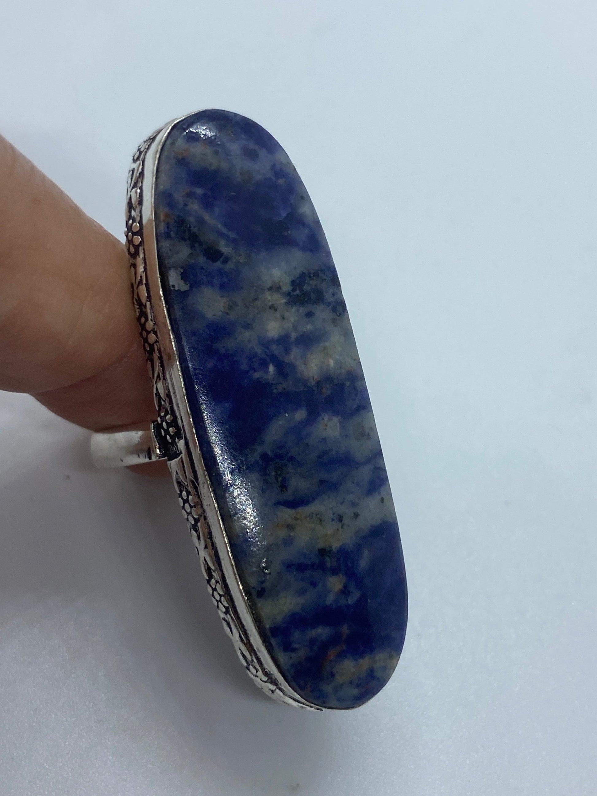 Vintage Blue Genuine Lapis Lazuli Ring Size 8