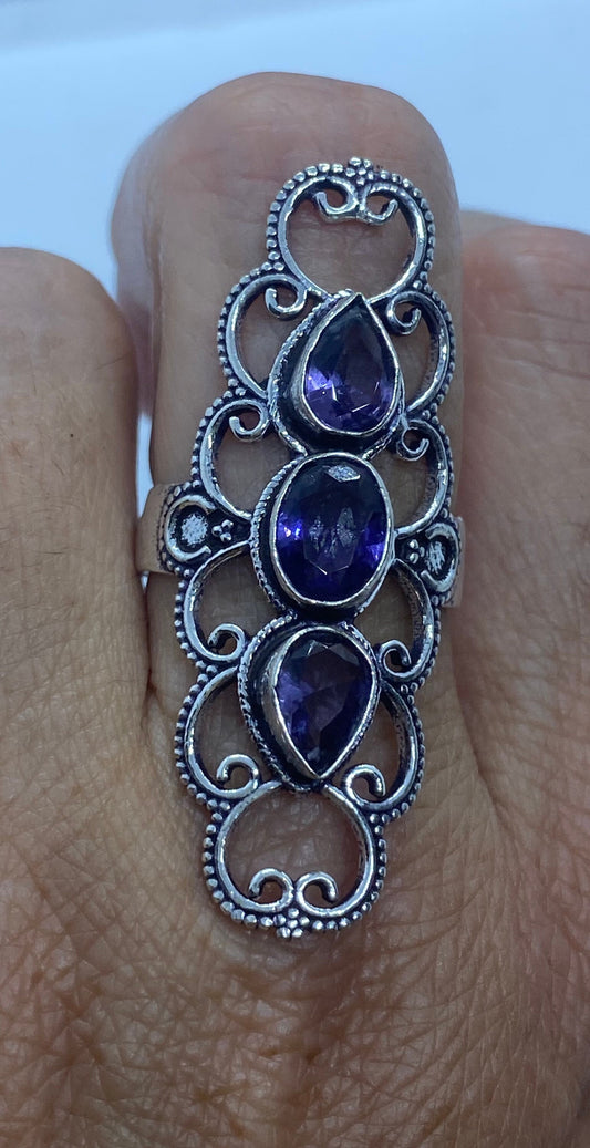 Vintage Genuine Purple Amethyst Cocktail Ring