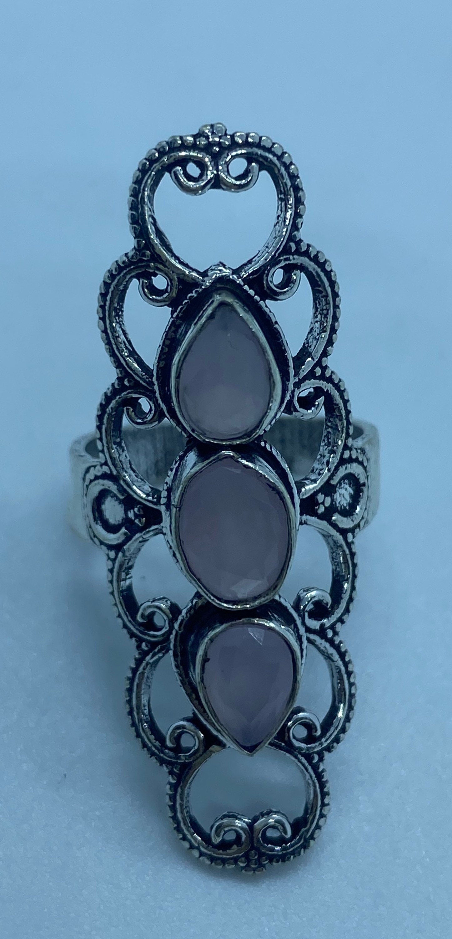 Vintage Genuine Rose Quartz Silver Ring