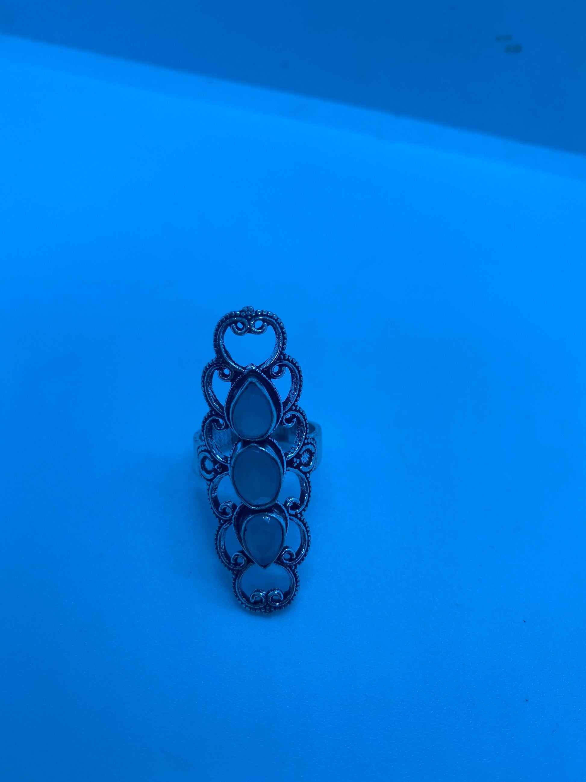 Vintage Genuine Rose Quartz Silver Ring