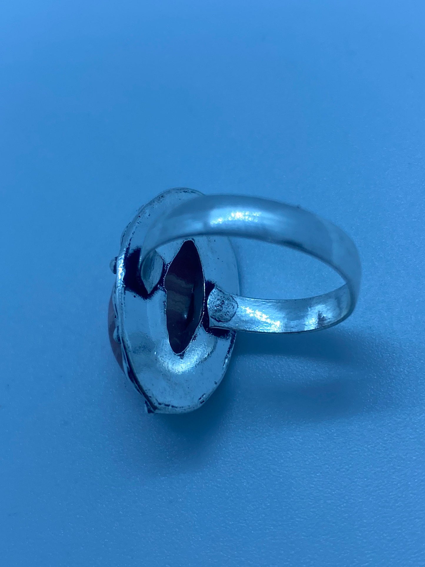 Vintage Pink Rhodocrocite Ring Silver Cocktail