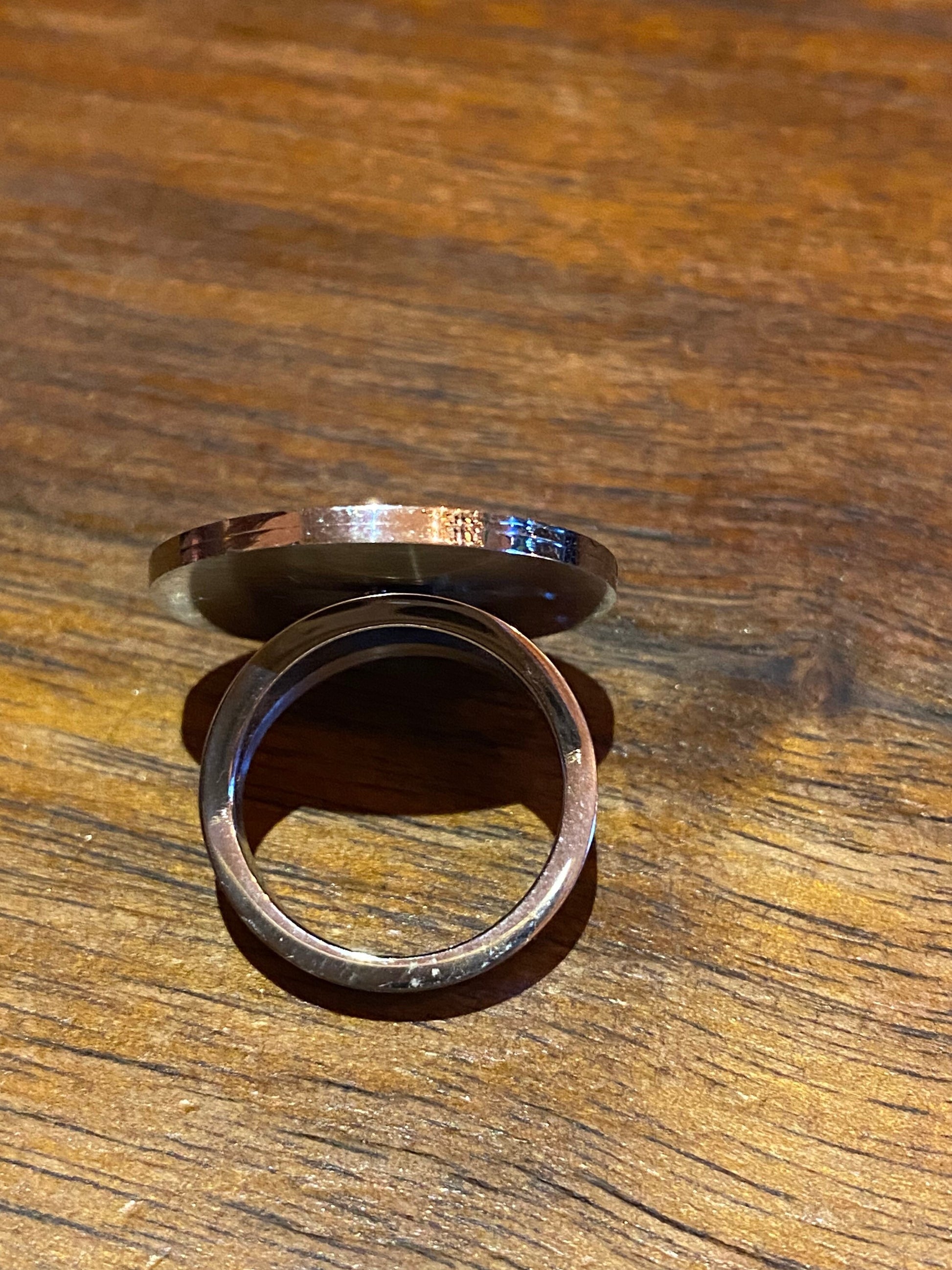 Vintage Black Enamel Stainless Steel Ring Size 6