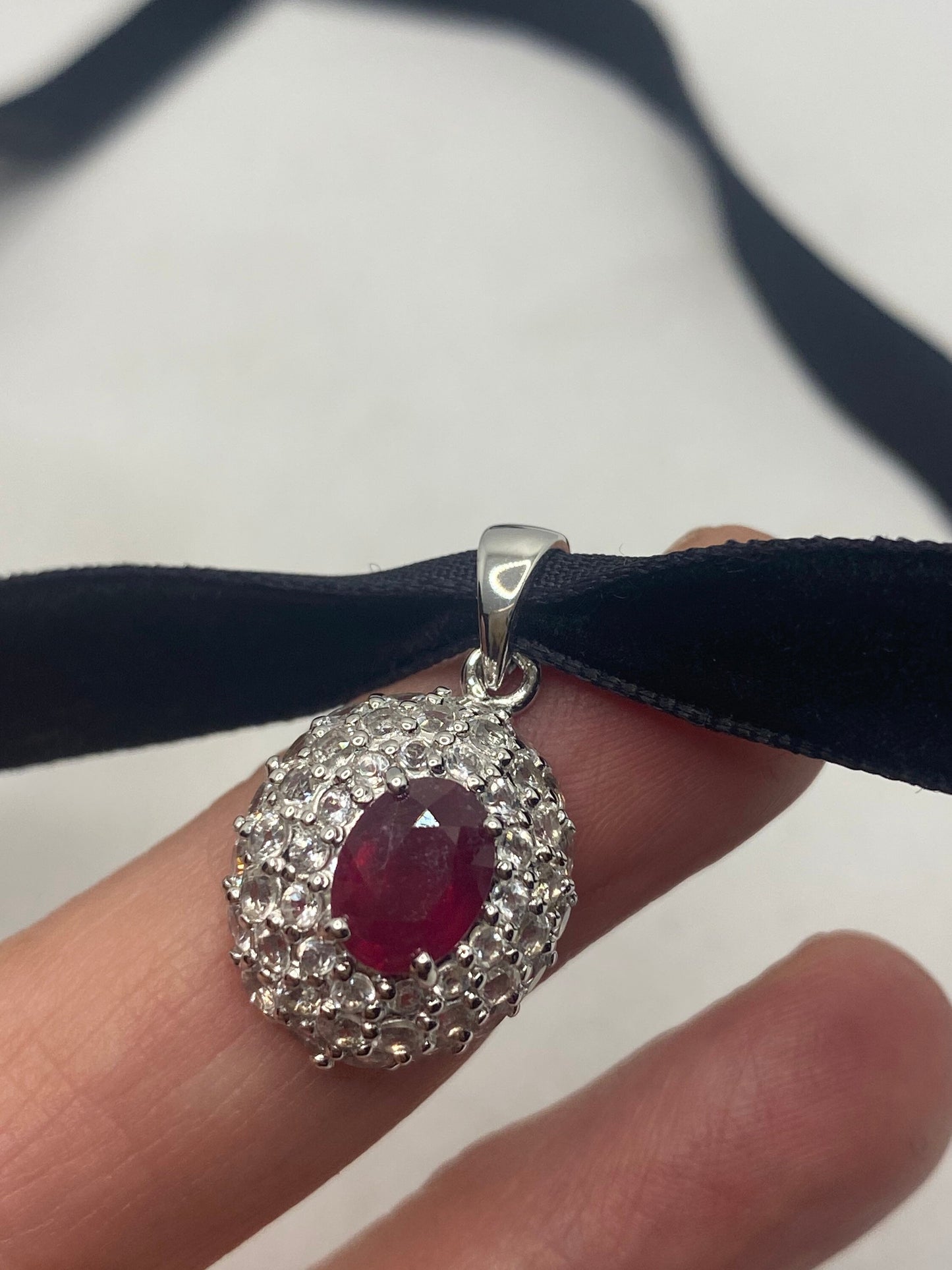 Vintage Handmade 925 Sterling Silver Gold Ruby Pendant