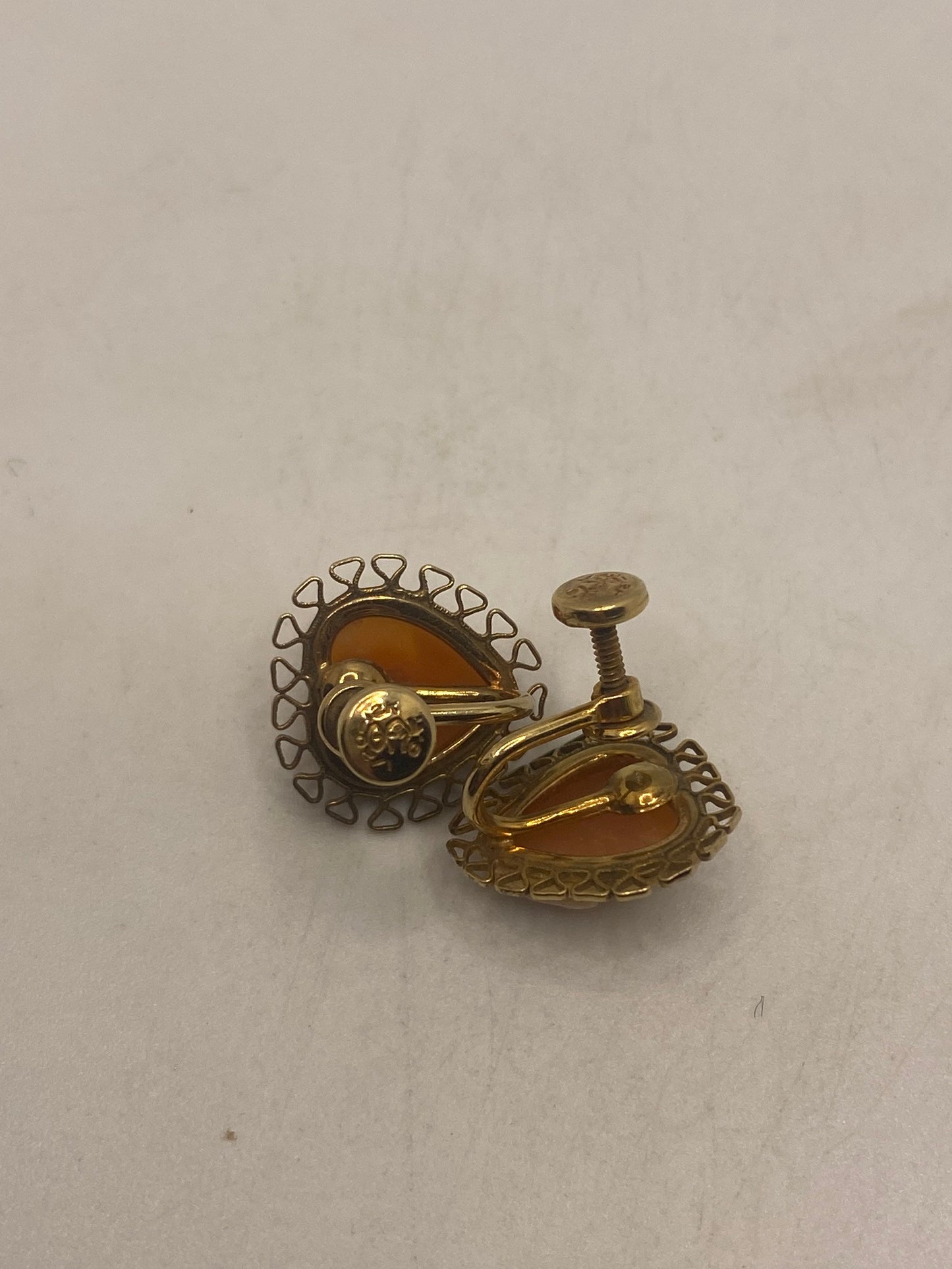 Vintage Cameo Gold filled Screw Back Earrings