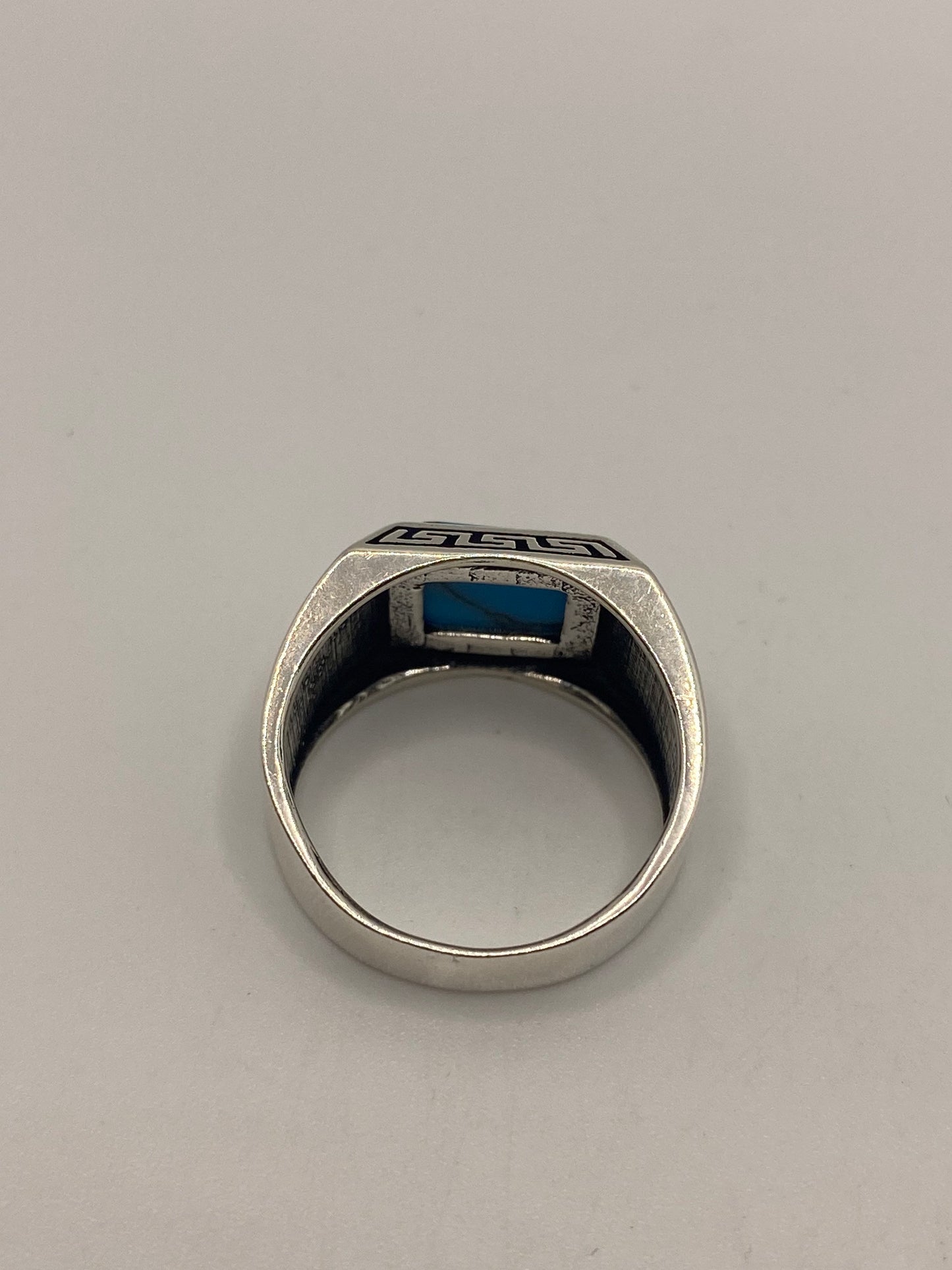 Vintage Turquoise Mens Ring in 925 Sterling Silver