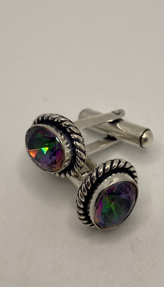 Vintage Blue Mystic Topaz Cuff Links