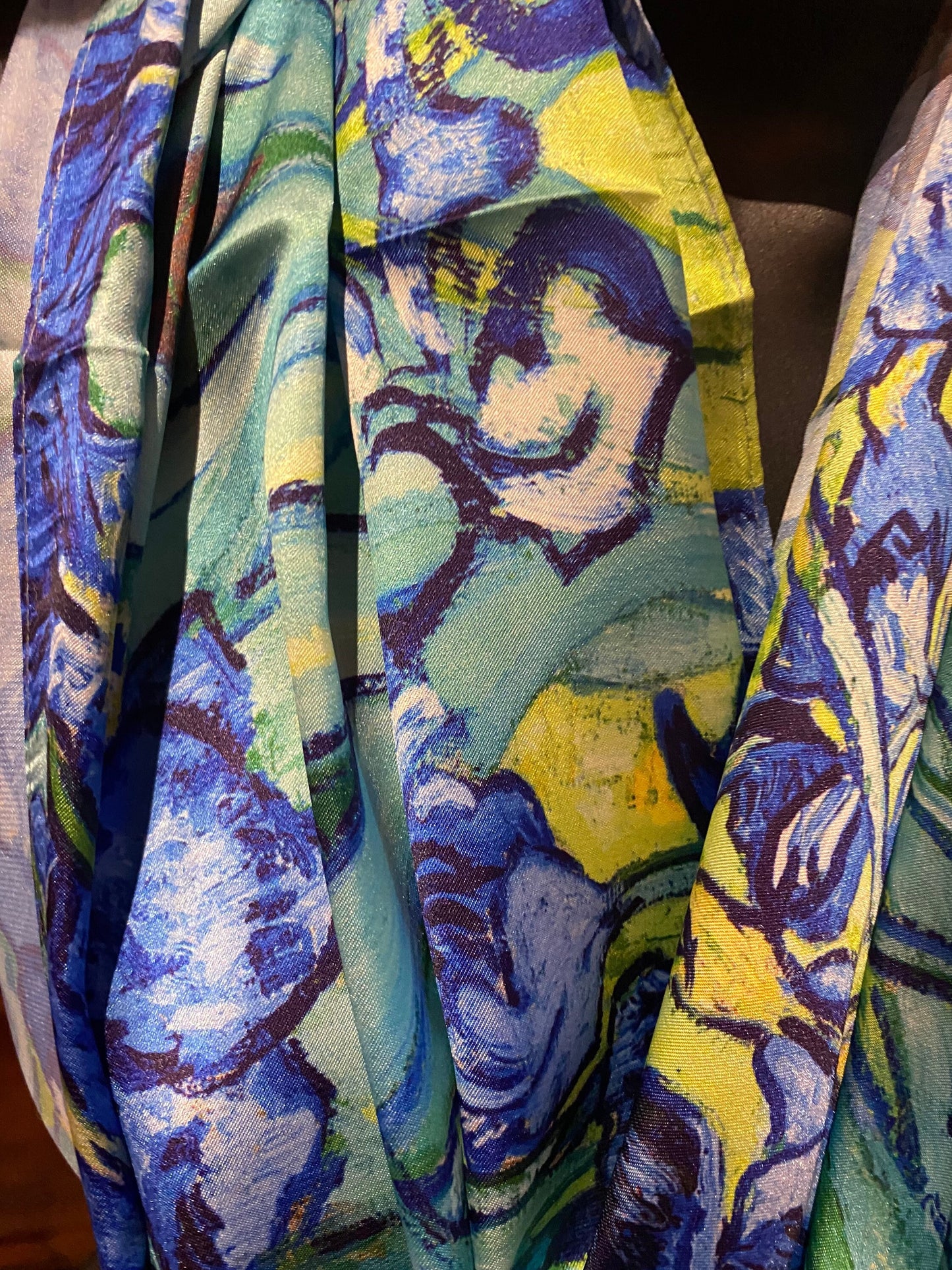 Vintage Iris Impressionist Silky Scarf Wrap