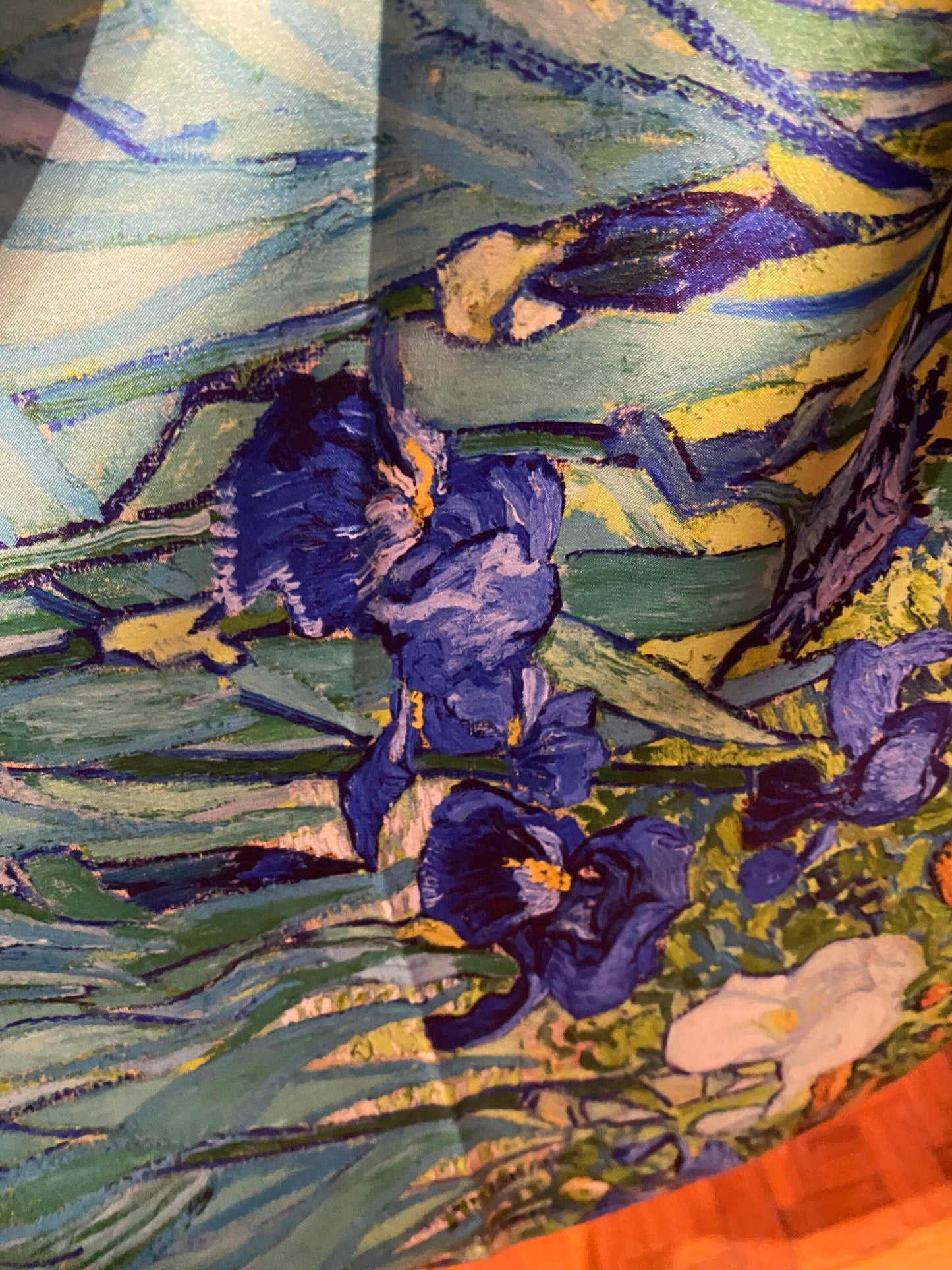 Vintage Iris Impressionist Silky Scarf Wrap