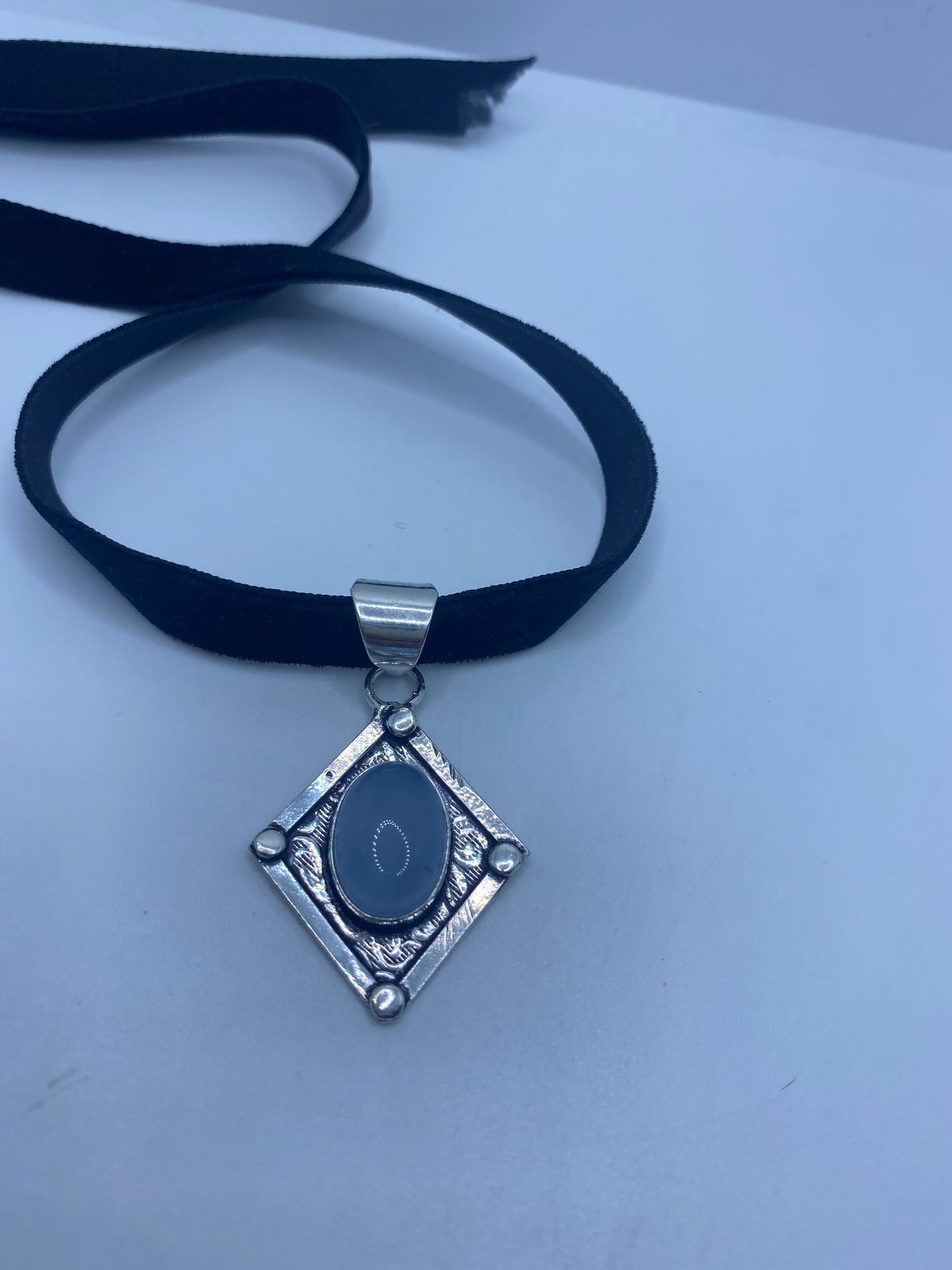 Vintage Blue chalcedony Choker Necklace