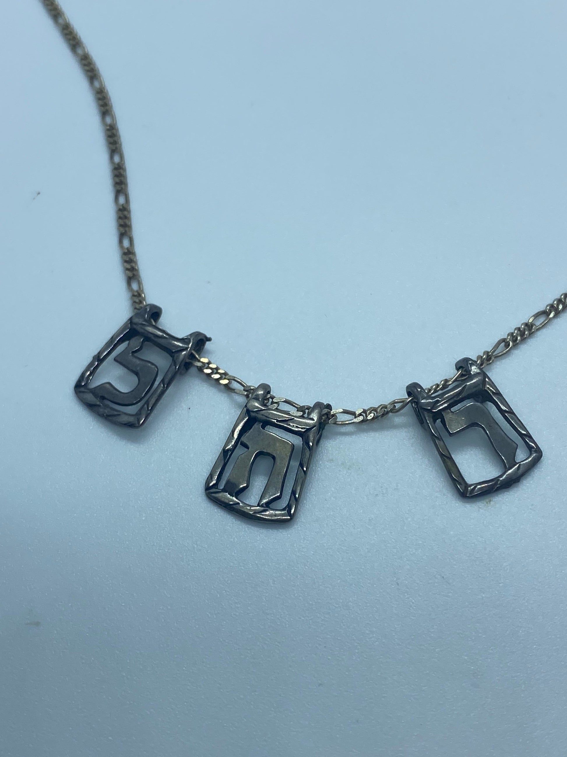Vintage 925 Sterling Silver Hebrew Letter 16 inch necklace