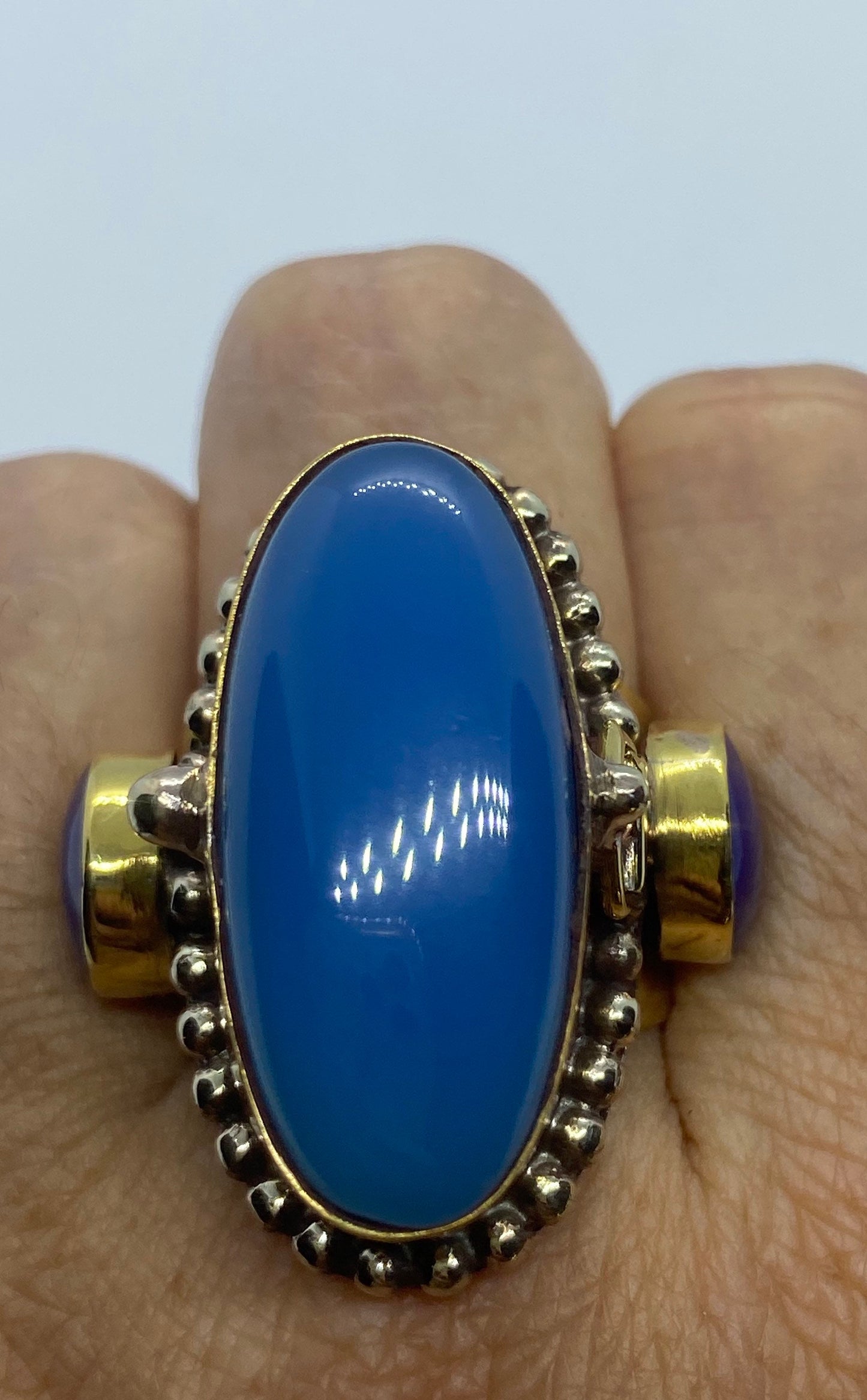 Large Stone Brass Knuckle poison pillbox Adjustable Ring