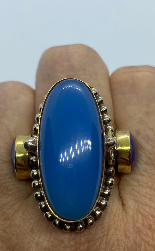 Large Stone Brass Knuckle poison pillbox Adjustable Ring