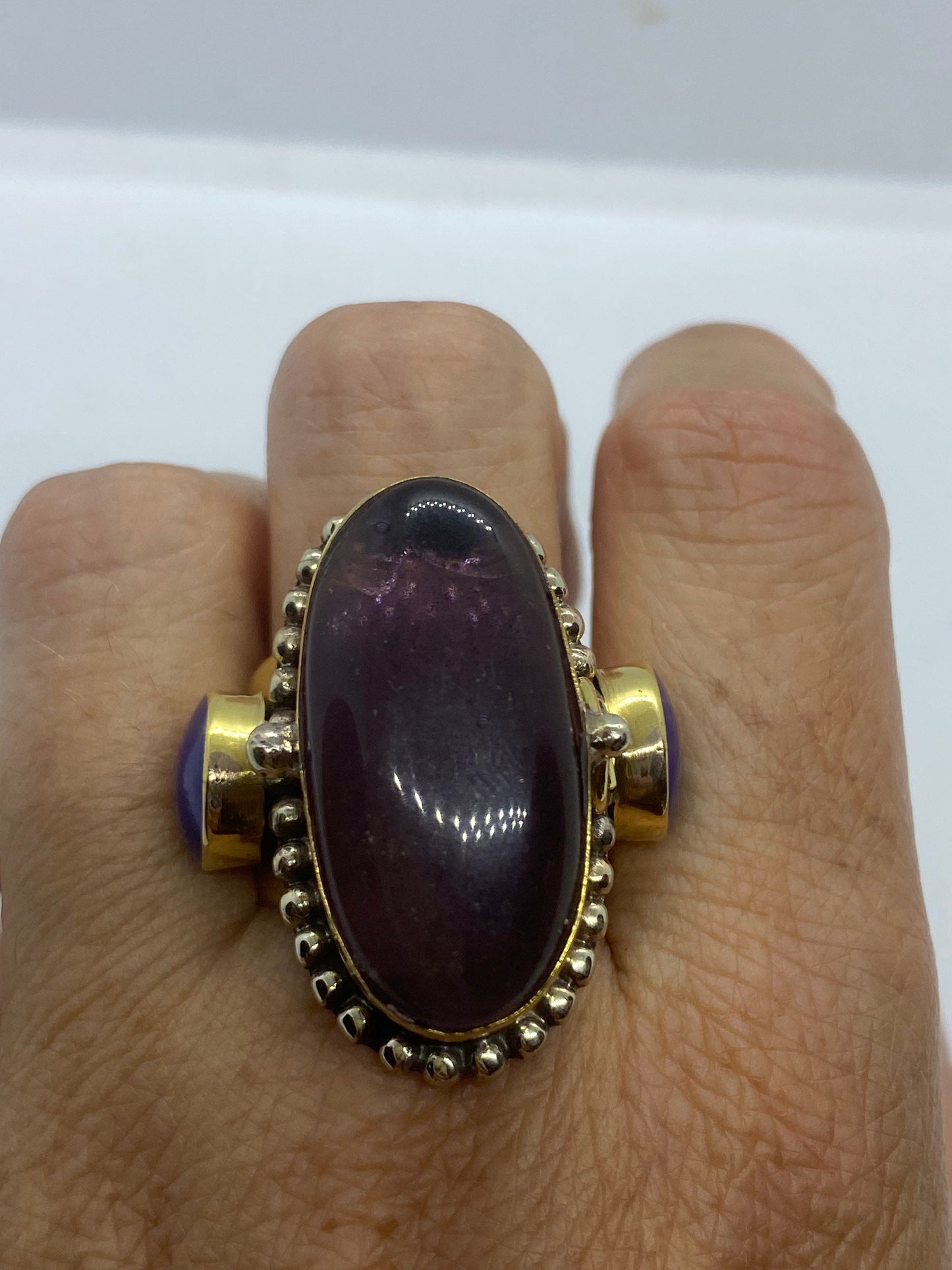 Large Stone Brass Knuckle poison pillbox Adjustable Ring