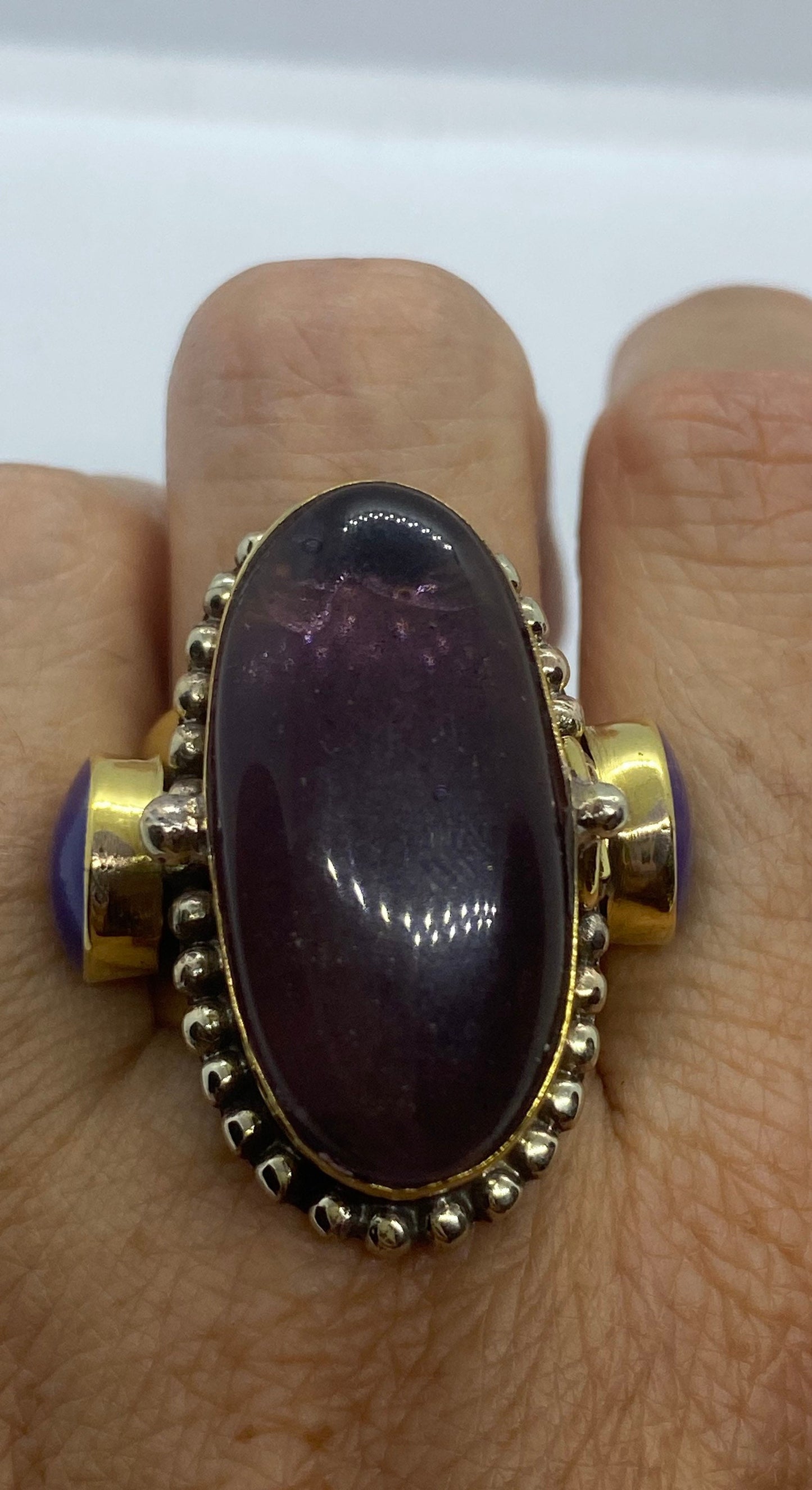 Large Stone Brass Knuckle poison pillbox Adjustable Ring