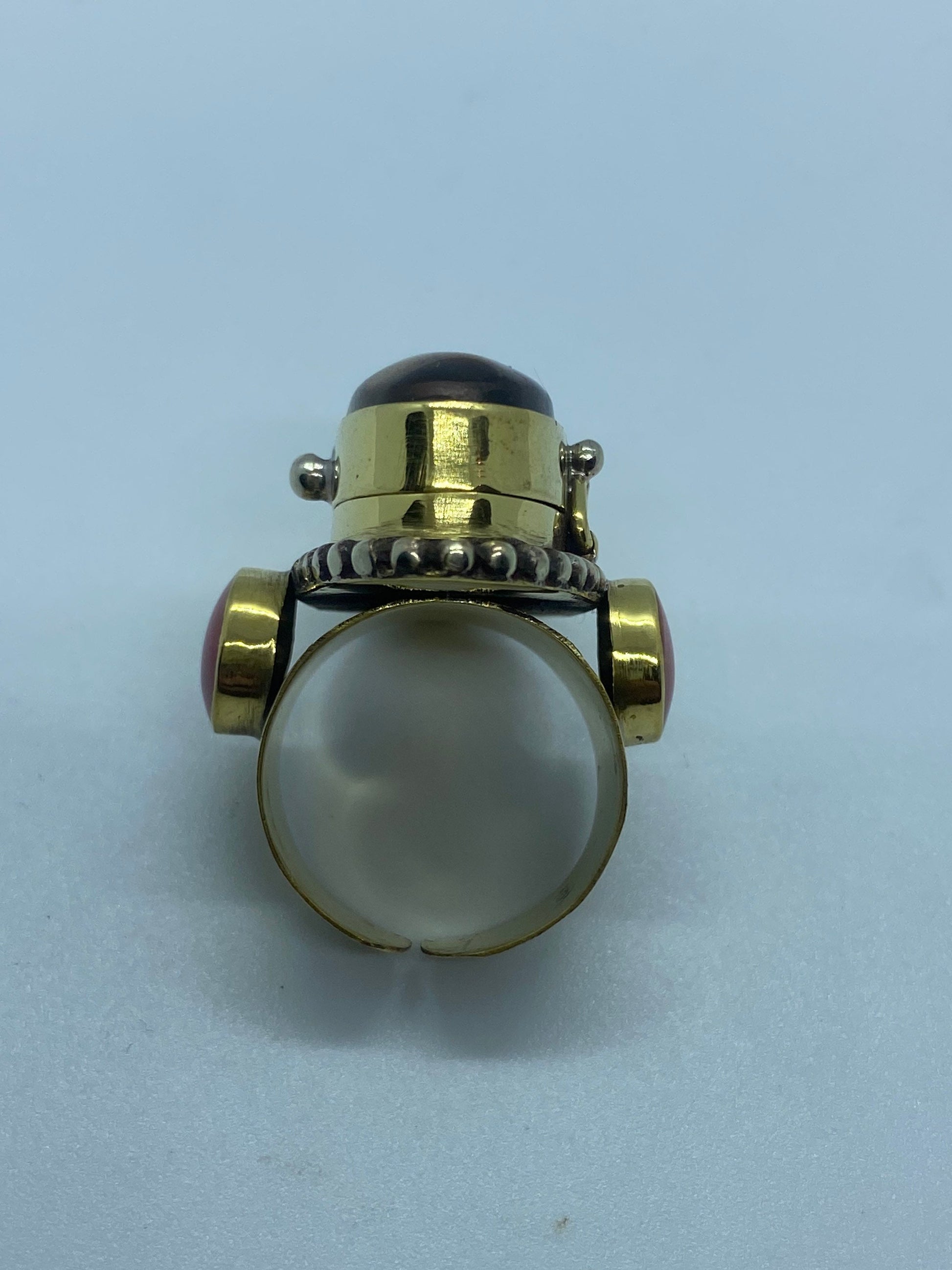 Vintage Poison Pillbox Ring Adjustable Bronze