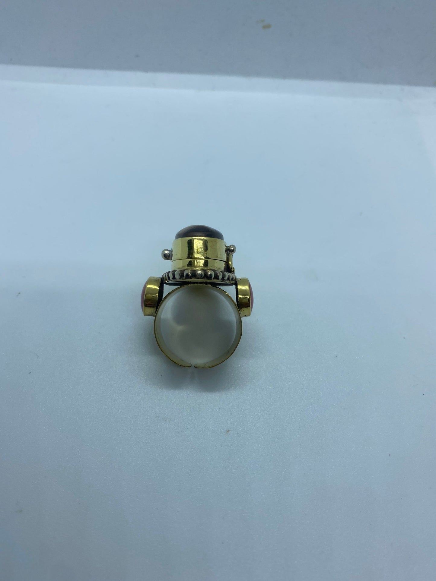 Vintage Poison Pillbox Ring Adjustable Bronze
