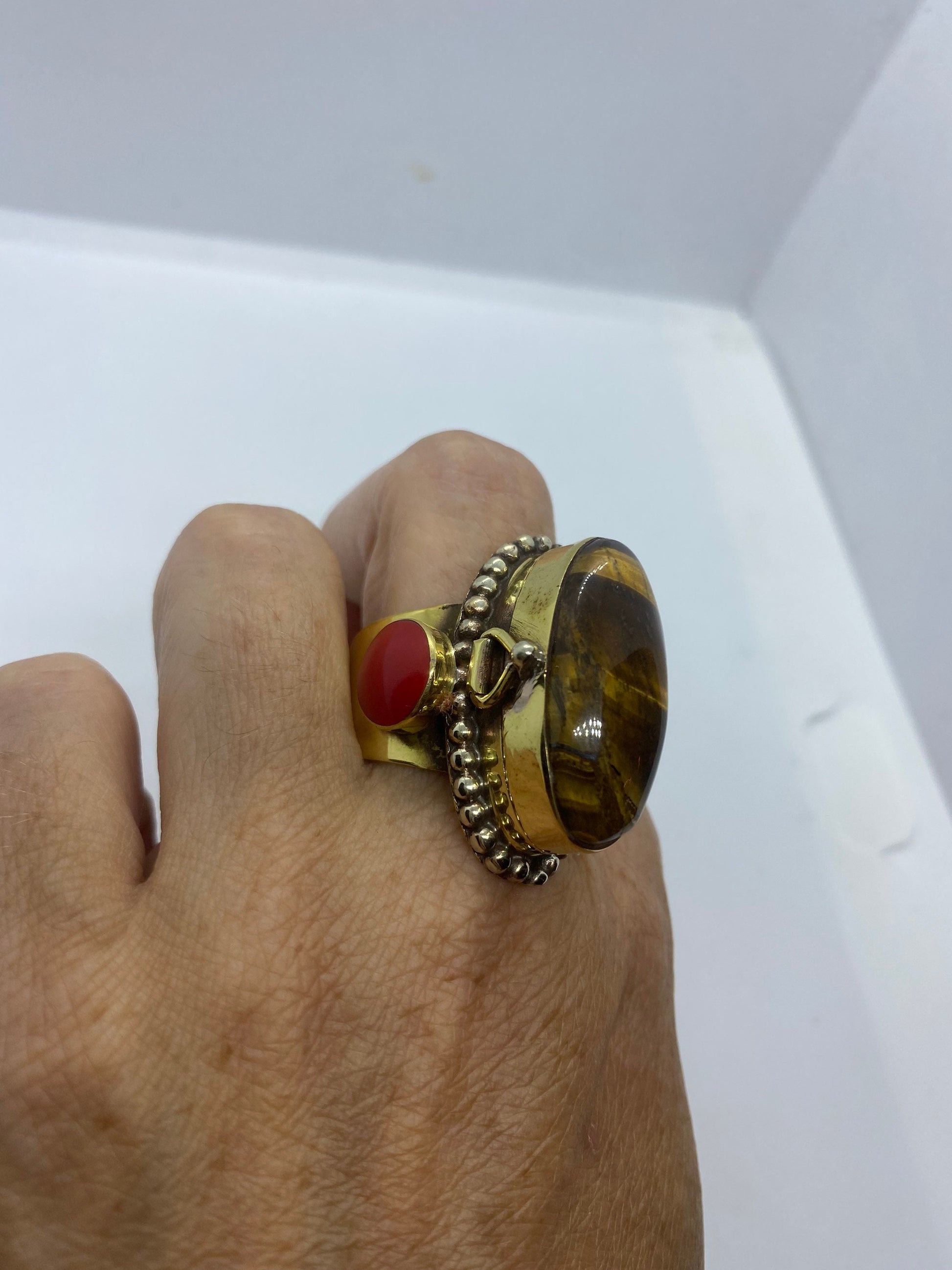 Vintage Poison Pillbox Ring Adjustable Bronze