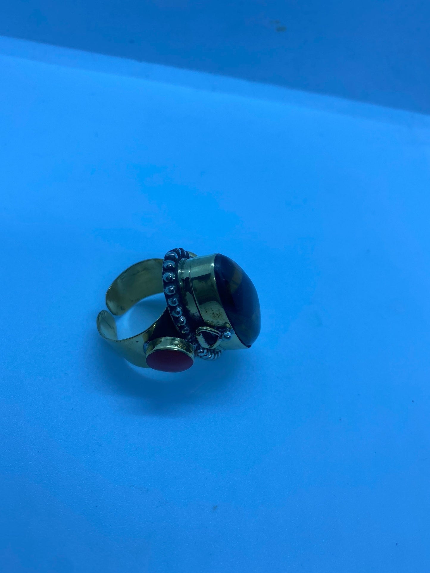 Vintage Poison Pillbox Ring Adjustable Bronze