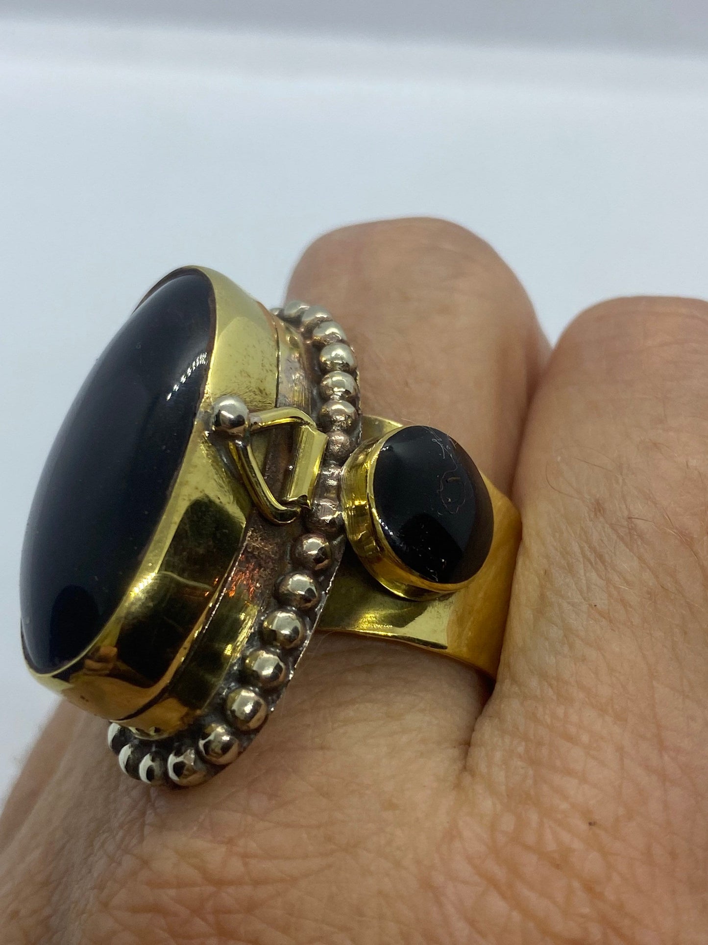 Vintage Poison Pillbox Ring Adjustable Bronze