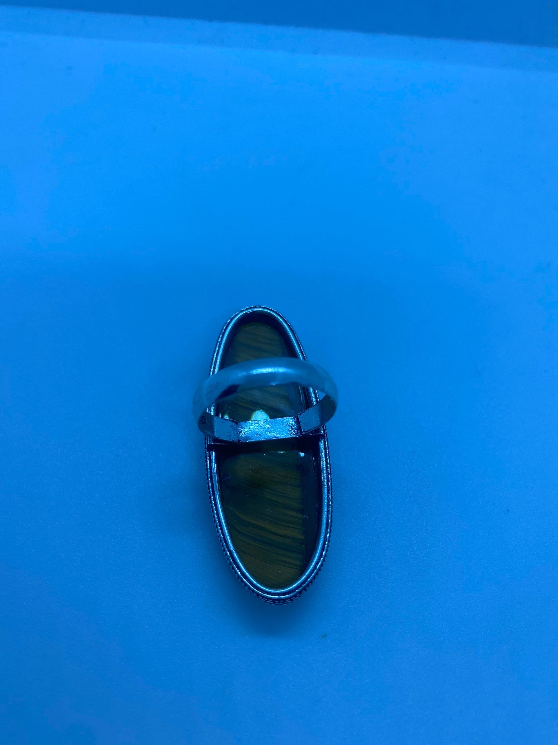 Vintage Tigers Eye Silver Cocktail Ring Size 8