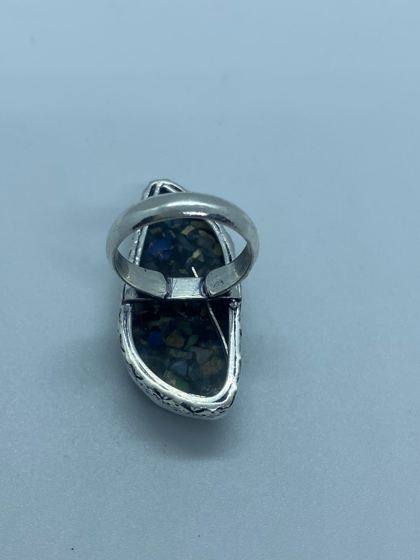 Vintage Opal Silver Inlay Ring