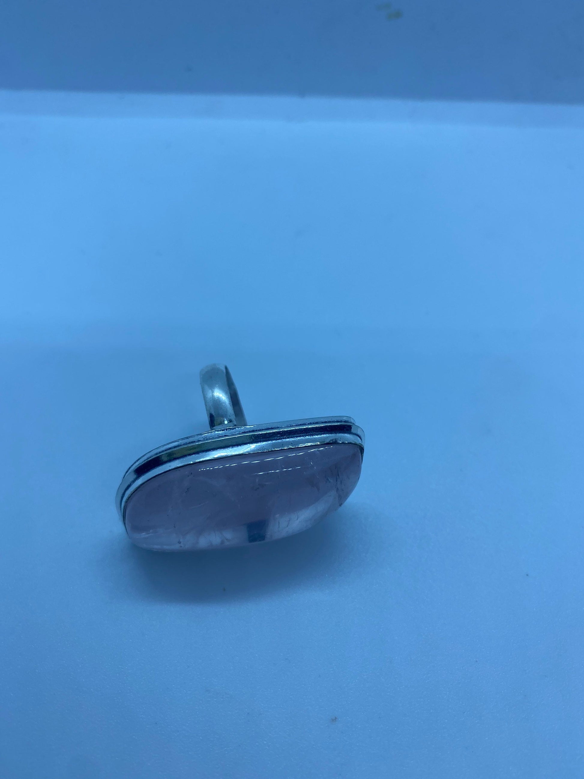 Vintage Genuine Rose Quartz Silver Ring