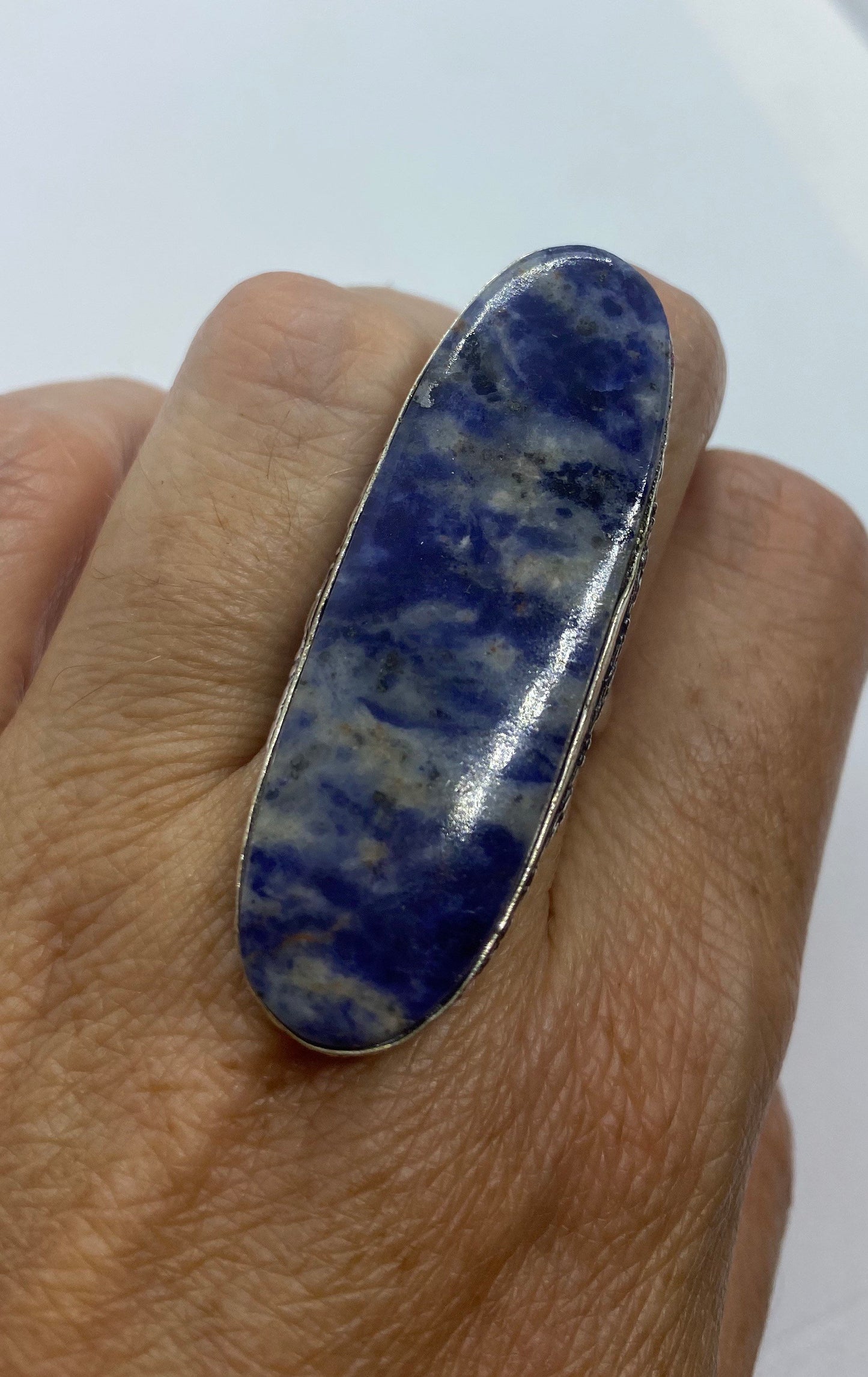 Vintage Blue Genuine Lapis Lazuli Ring Size 8