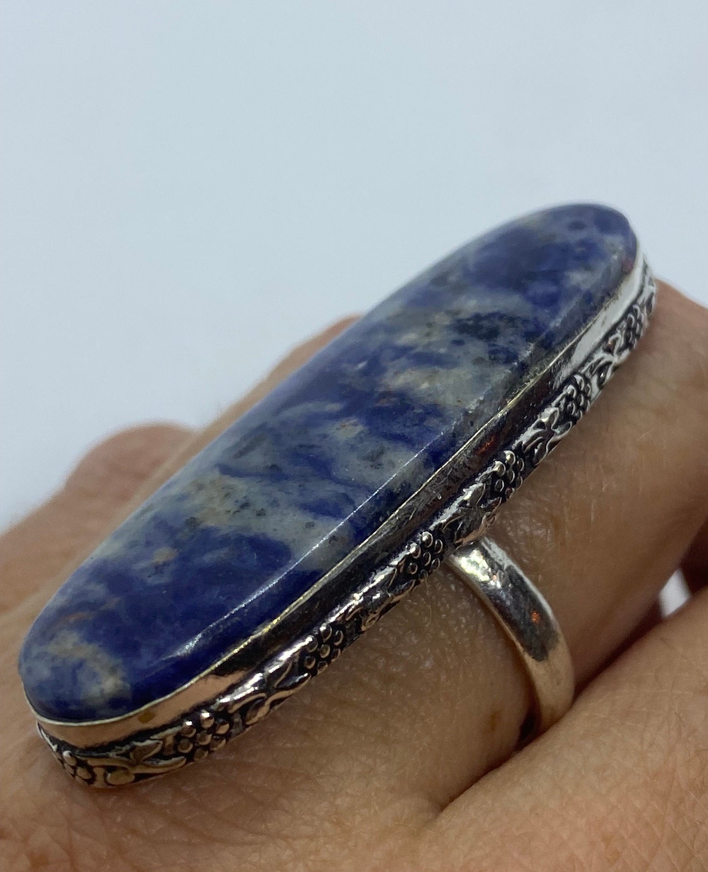 Vintage Blue Genuine Lapis Lazuli Ring Size 8