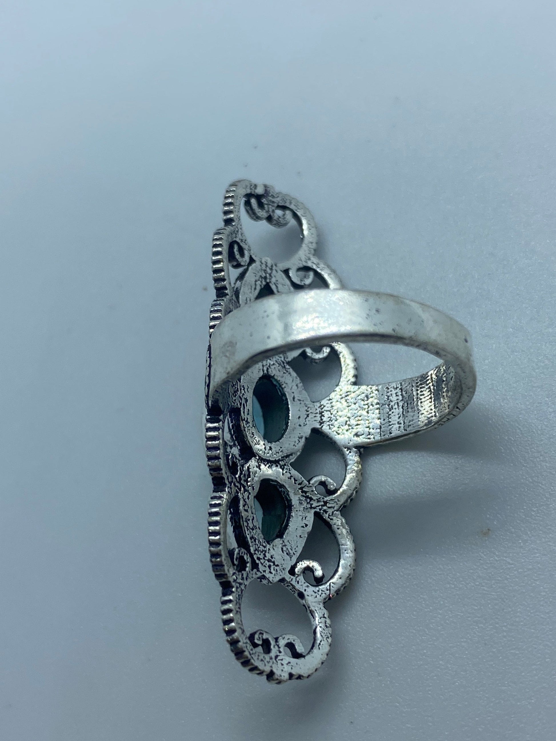 Vintage Blue Topaz Silver Ring Size 7.5