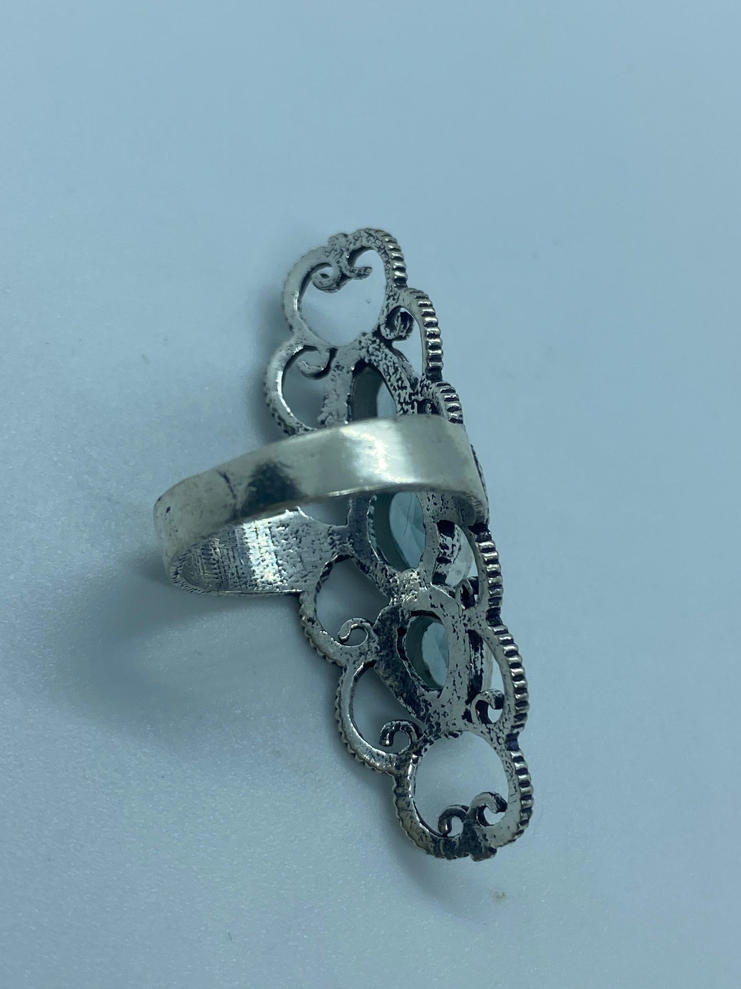 Vintage Blue Topaz Silver Ring Size 7.5